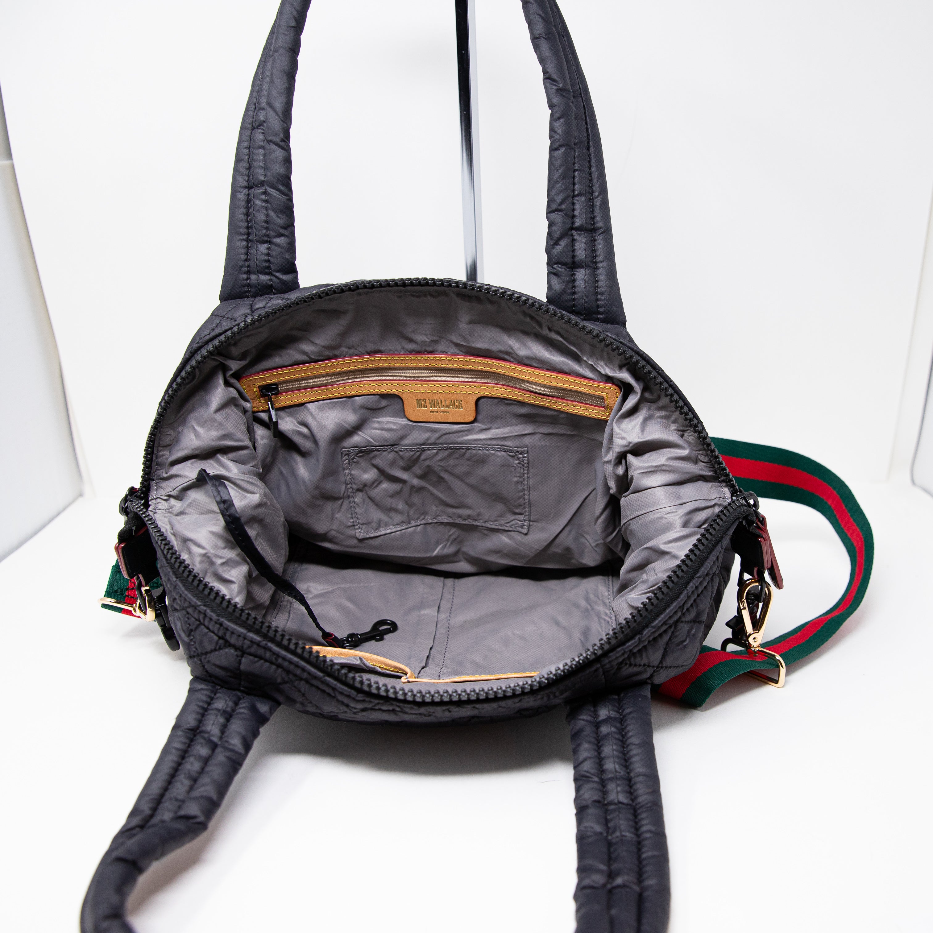 MZ Wallace Sutton Deluxe Medium Top Handle Quilted Duffel Crossbody Bag Purse