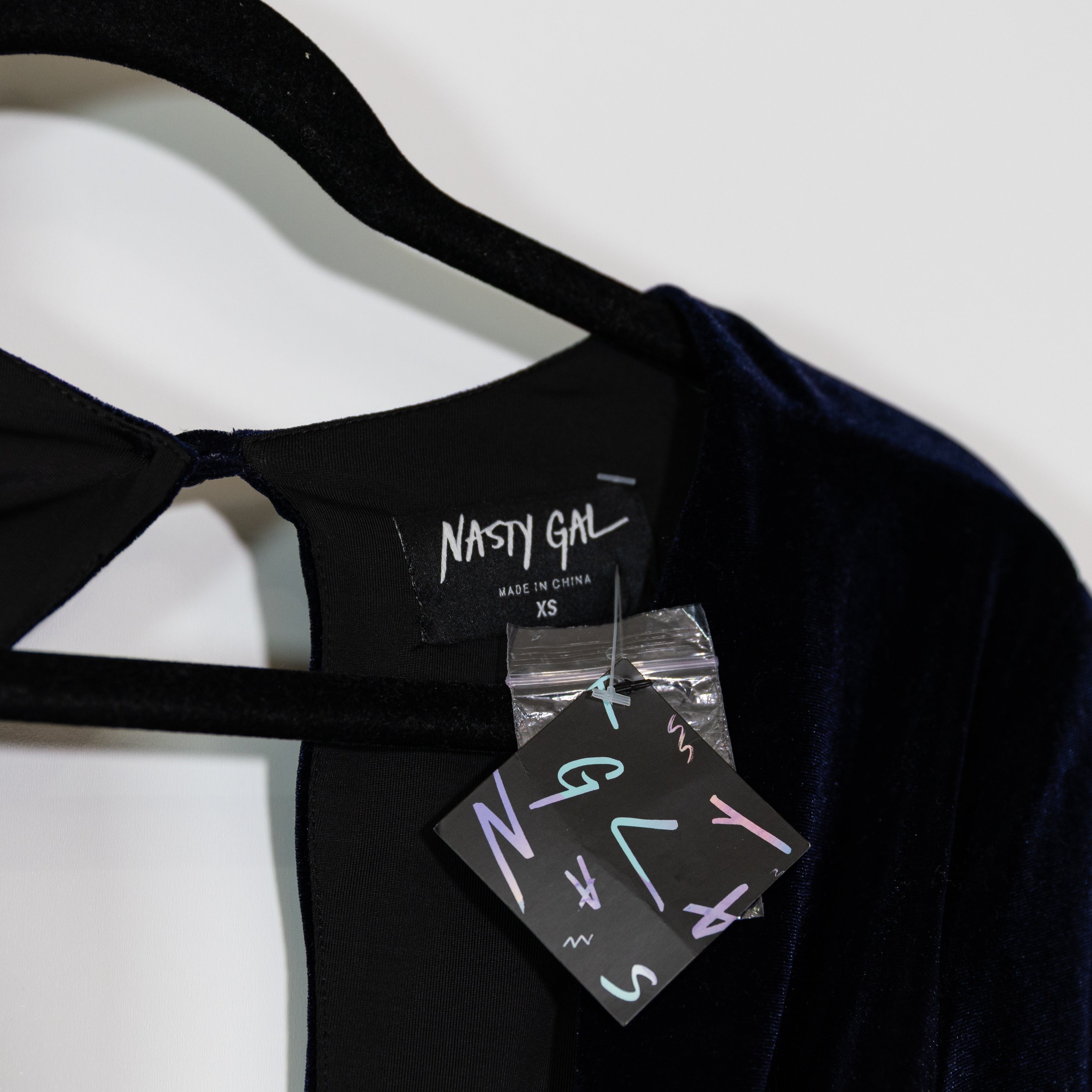 NEW Nasty Gal Velvet Velour Cut Out Long Sleeve Cocktail Party Mini Dress Blue