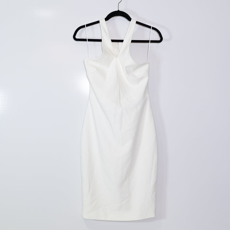 NEW Likely Carolyn Halterneck Sleeveless Sheath Cocktail Party Midi Dress White