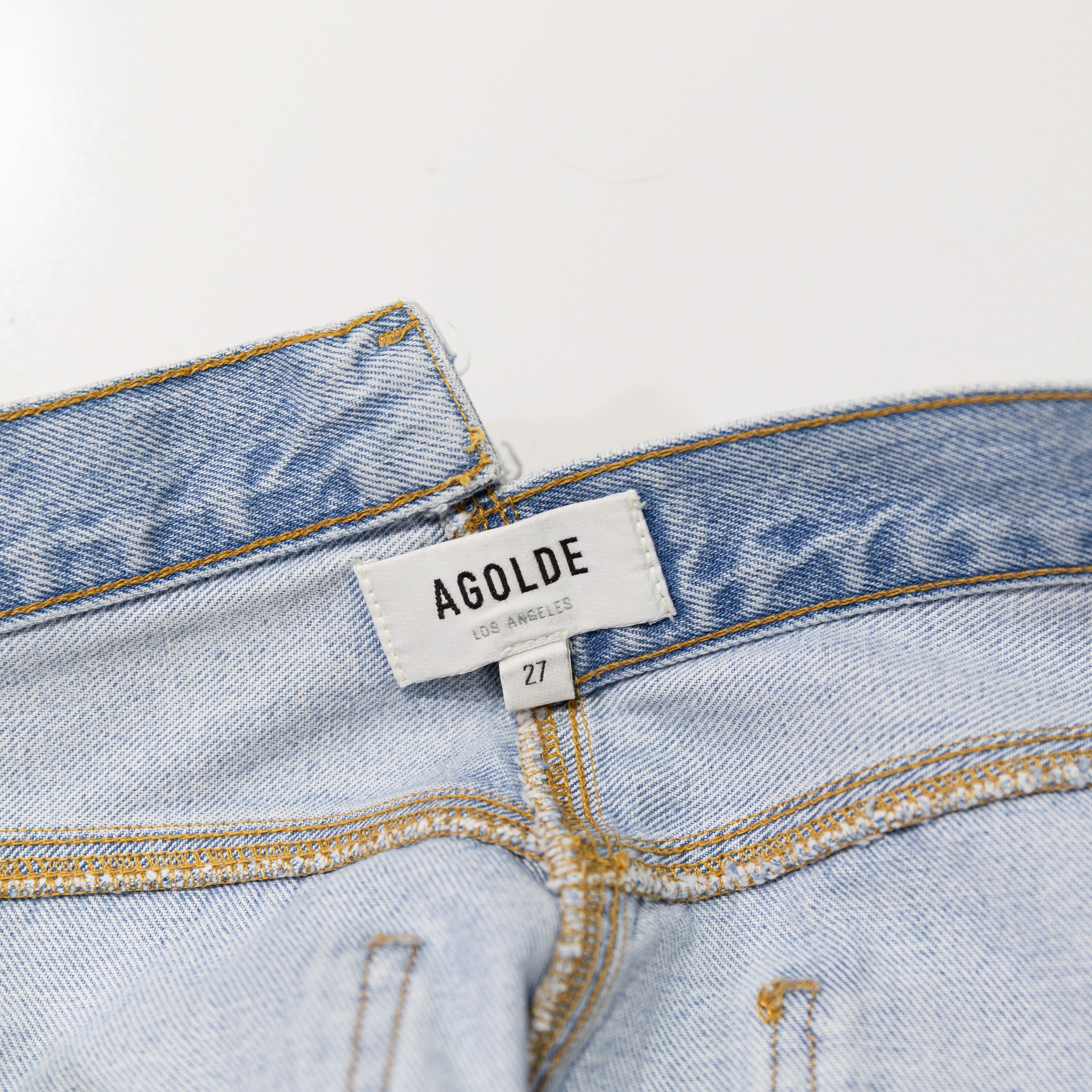 Agolde Criss Cross Straight Leg Mid Rise Organic Cotton Denim Jeans Dimension 27