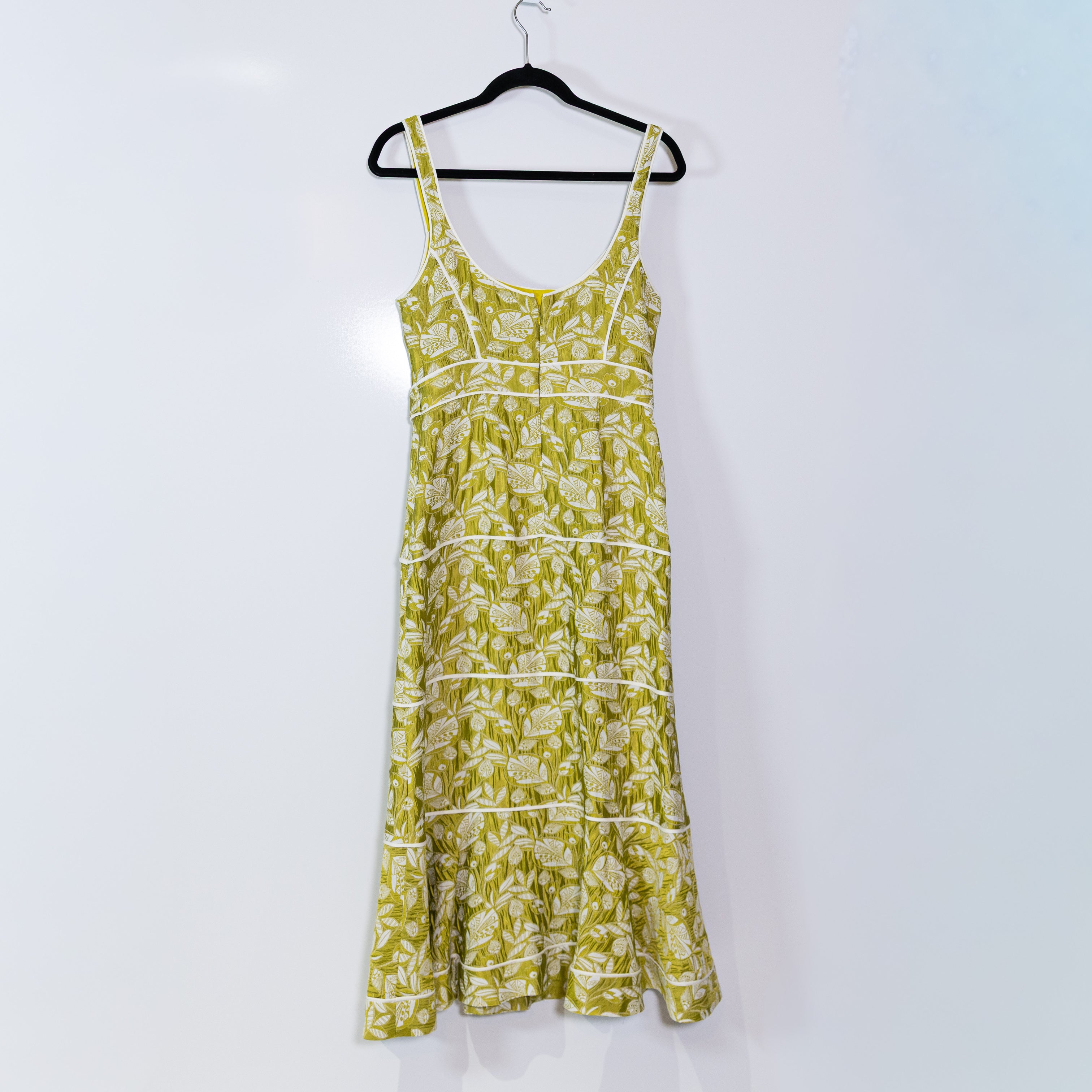 Alexis Bond Tiered Pullover Scoop Neck Sleeveless Tank Midi Dress Paille Green M
