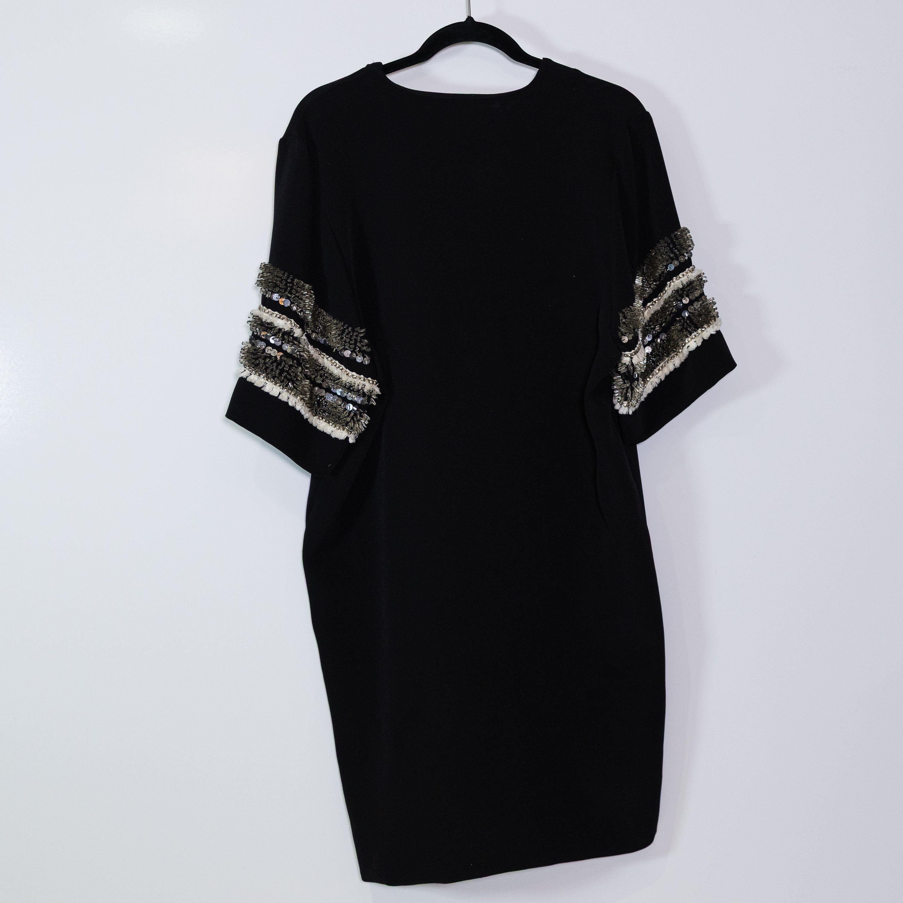 By Malene Birger Jatila Beaded Sequin Fringe Embellished Sleeve Shift Dress M