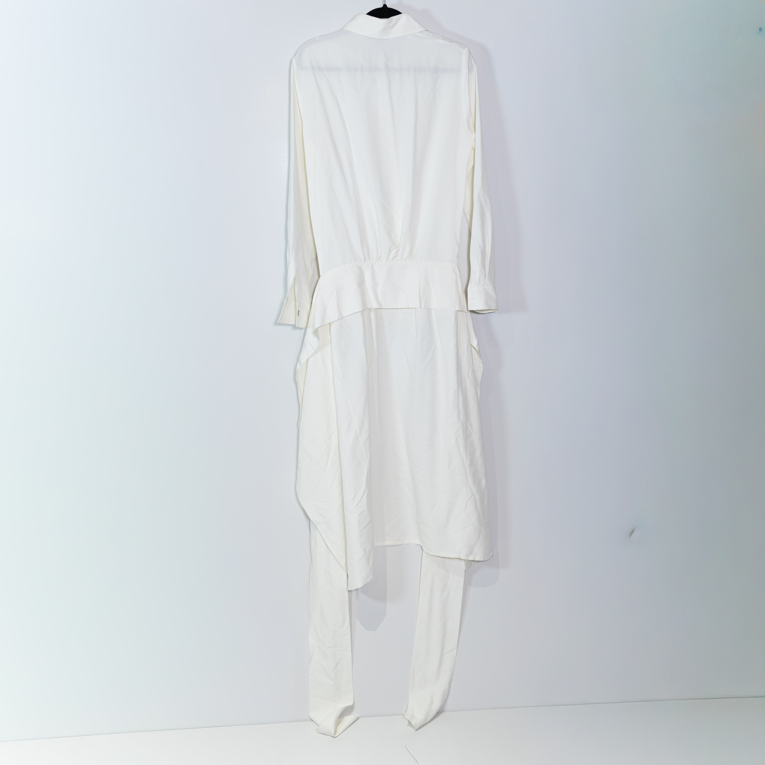 Usisi Sister Roanoke Collared Button Front Tie Twist Knit Shirt Dress White M
