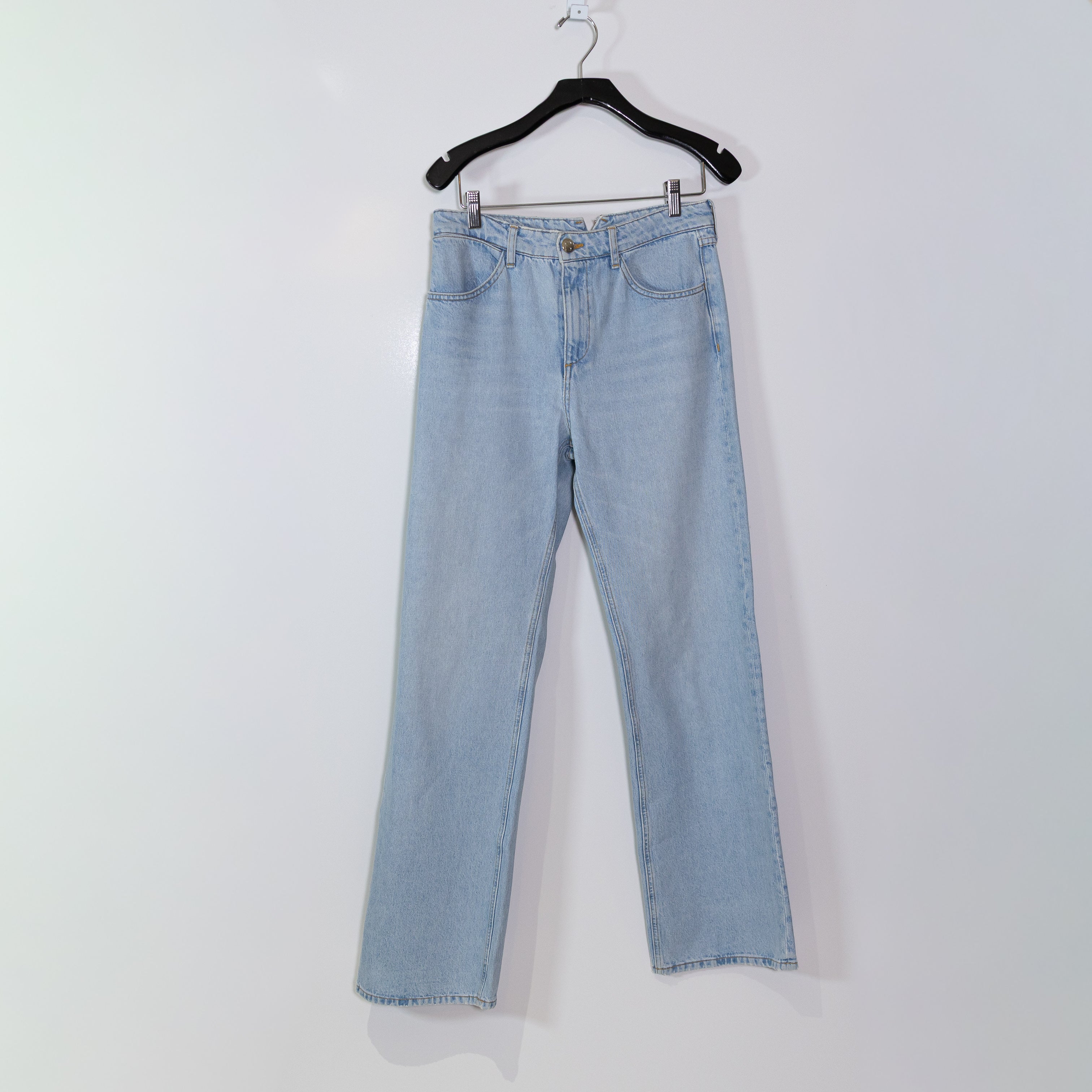 SPRWMN Women's Loose Straight Flare Mid Rise Cotton Denim Jeans 27