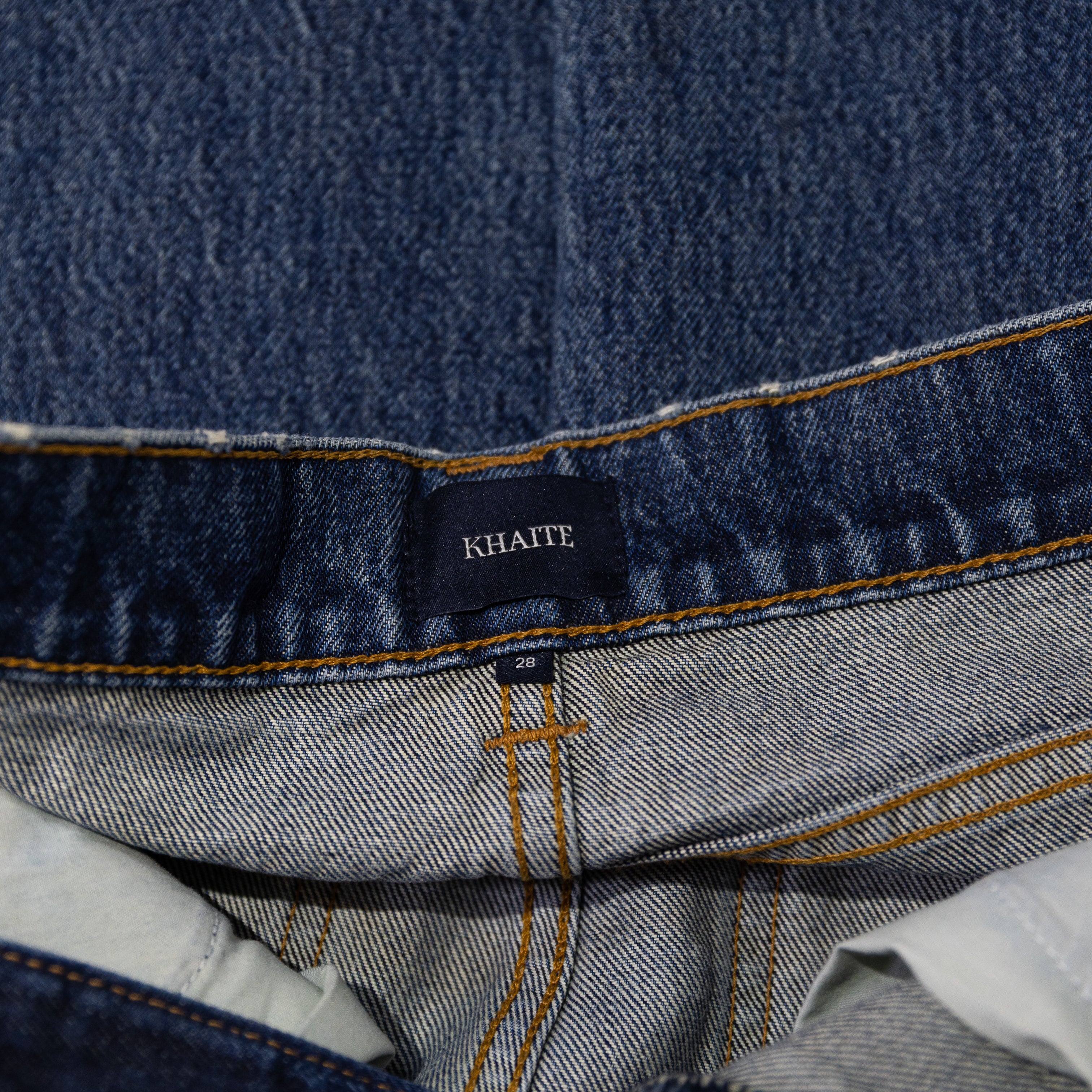 Khaite Albi Cotton Super High Rise Rigid Straight Leg Denim Jeans 28