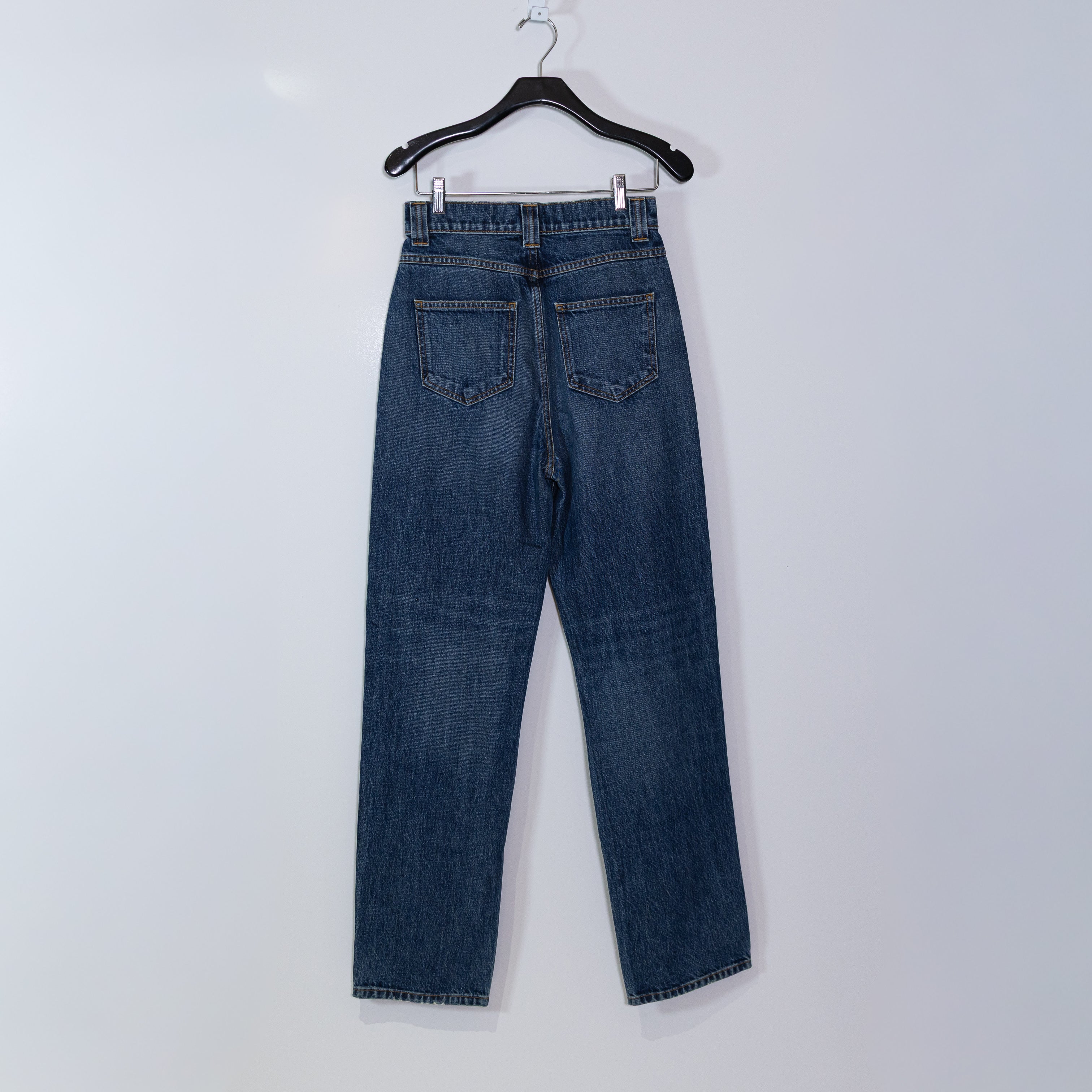Khaite Albi Cotton Super High Rise Rigid Straight Leg Denim Jeans 28