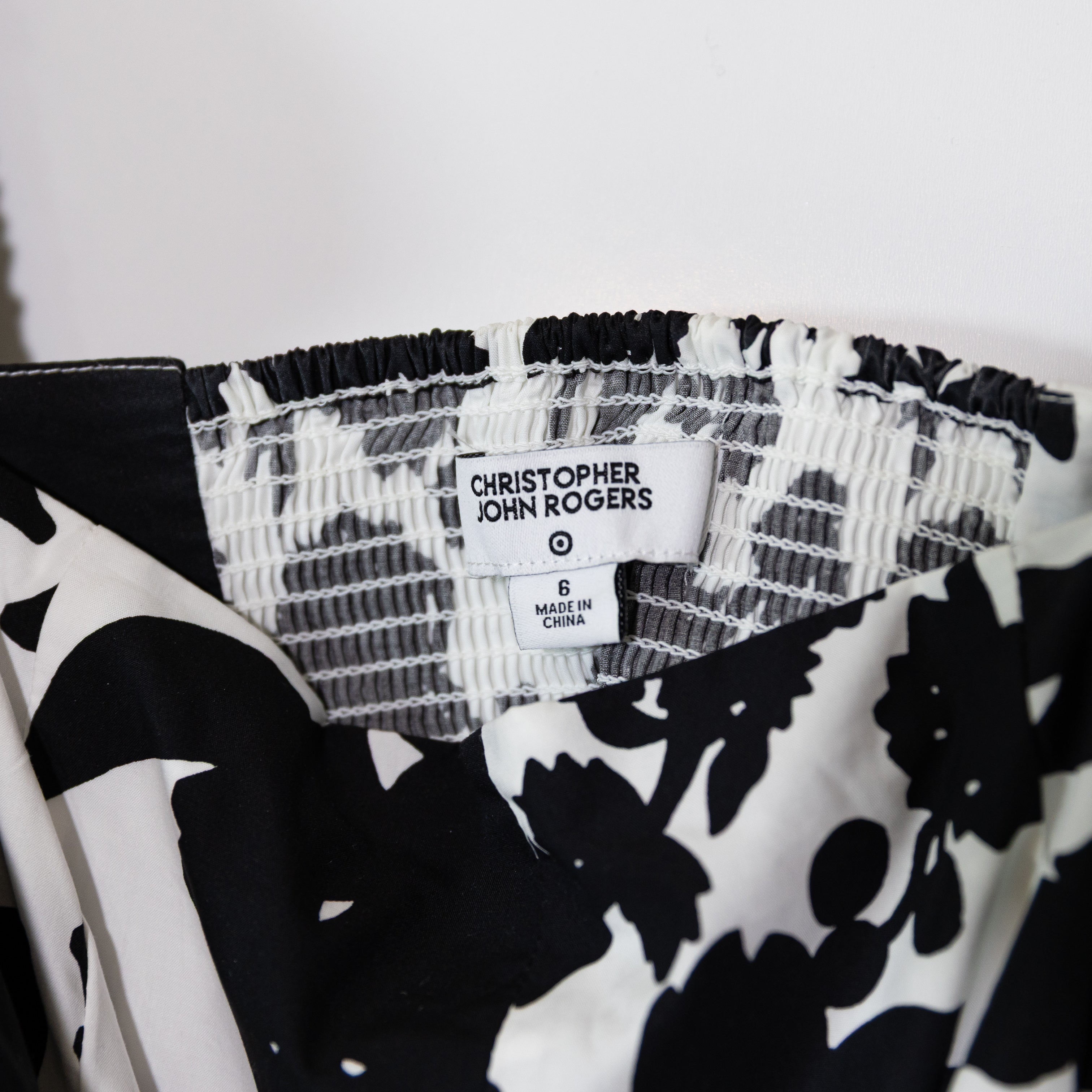Christopher John Rogers x Target Cotton Poplin Black White Print Midi Dress 6