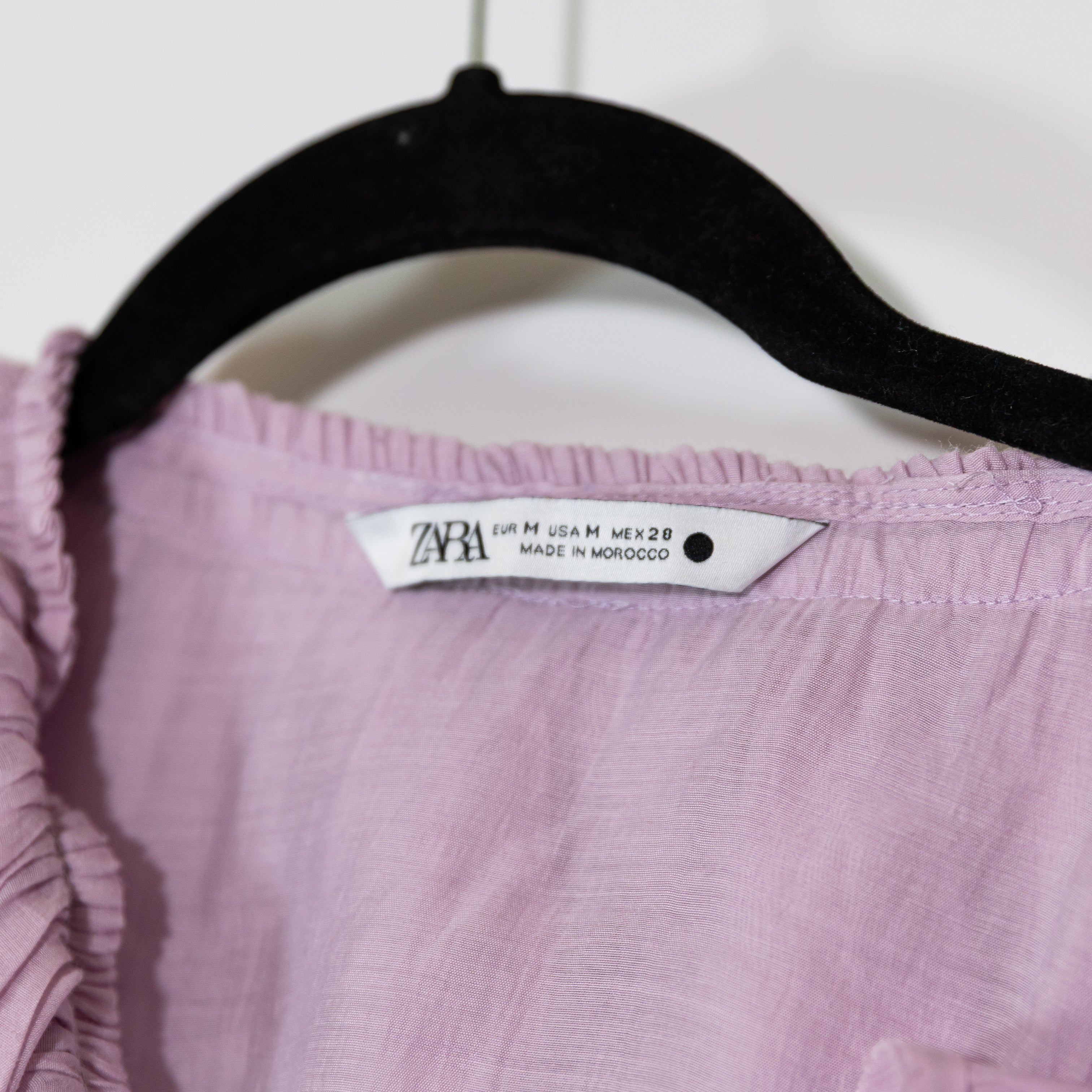 Zara Women's V Neck Flirty Ruffle Collar Long Sleeve Lightweight Blouse Purple M