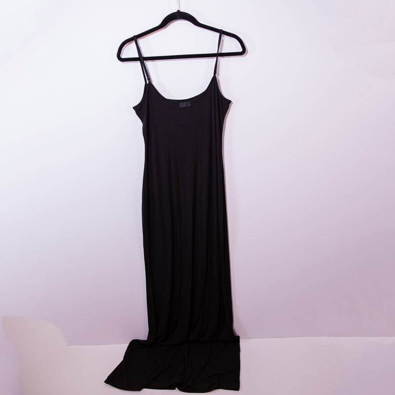 NEW Skims Soft Lounge Long Lined Ribbed Pullover Bodycon Slip Dress Black XL