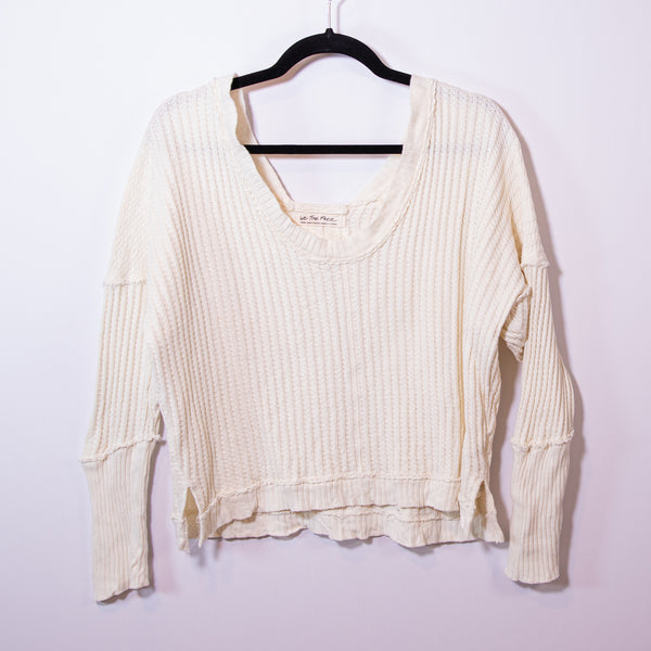 Free People We The Free New Magic Thermal Waffle Weave Woven Scoop Neck Sweater