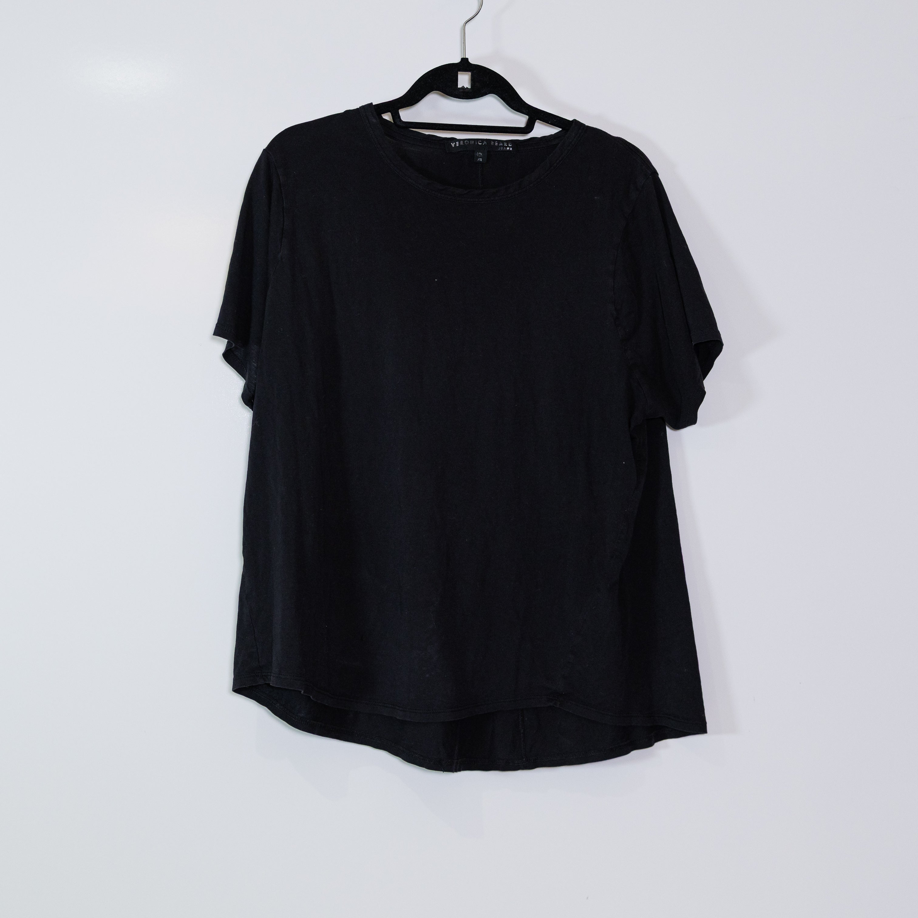 Veronica Beard Women's 100% Cotton Scoop Neck Short Sleeve Tee Shirt Black XL