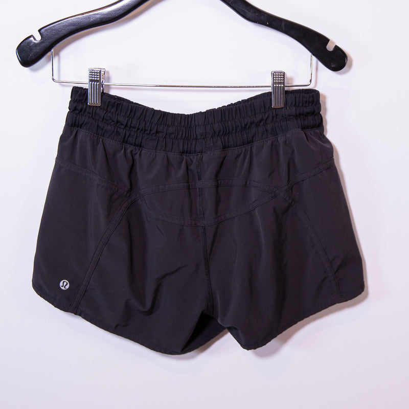 Lululemon Women's Track That Mid-Rise Lined Athletic Pull On Mini Short 5" Black