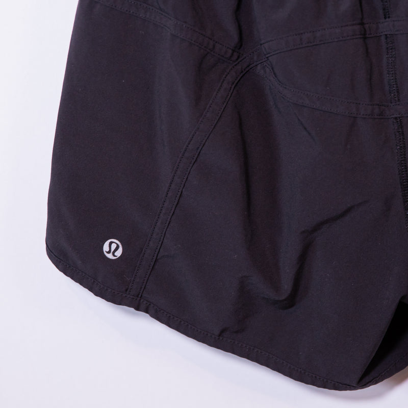 Lululemon Women's Track That Mid-Rise Lined Athletic Pull On Mini Short 5" Black