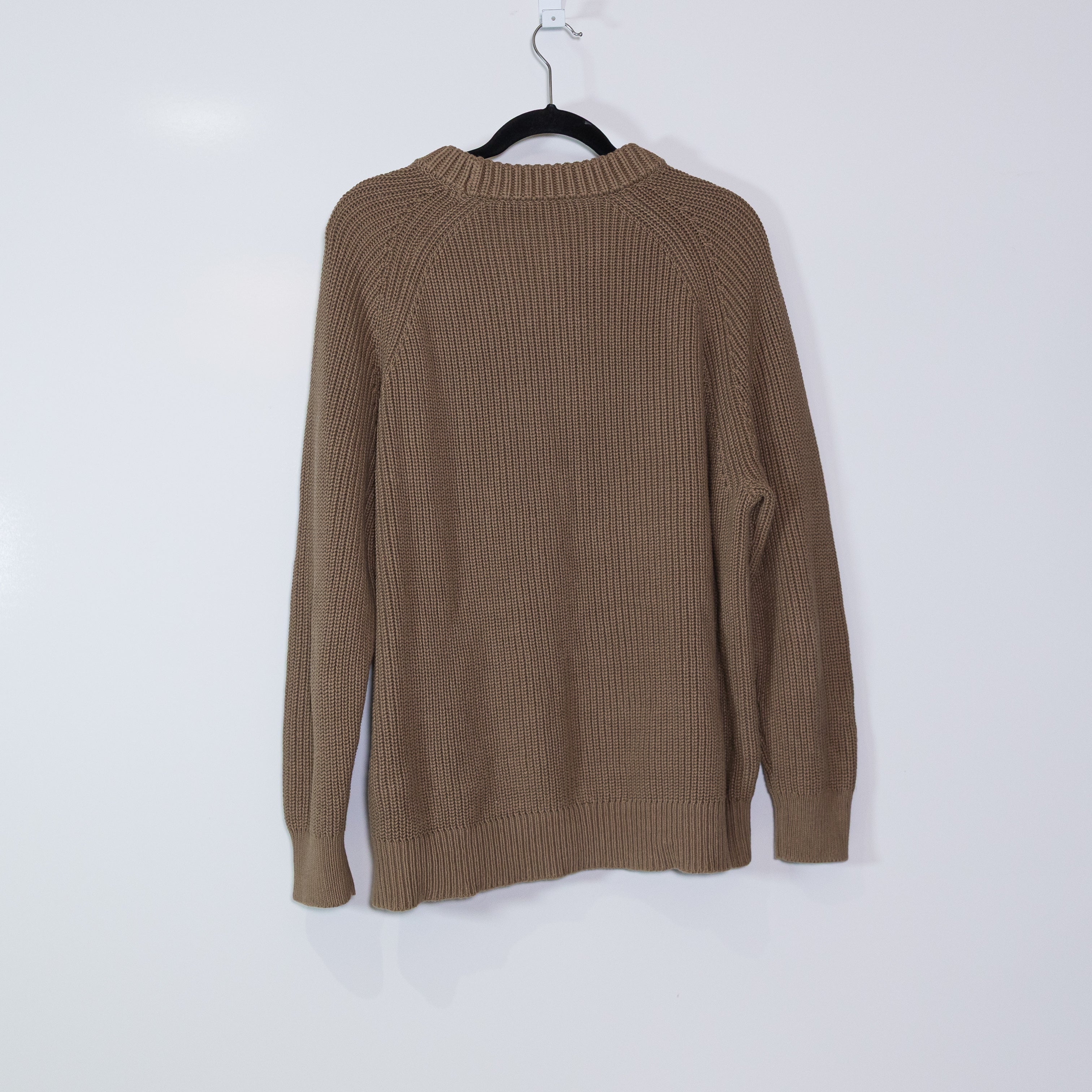 Jenni Kayne Women's Oversized Cotton Knit Stretch Crew Neck Fisherman Sweater L