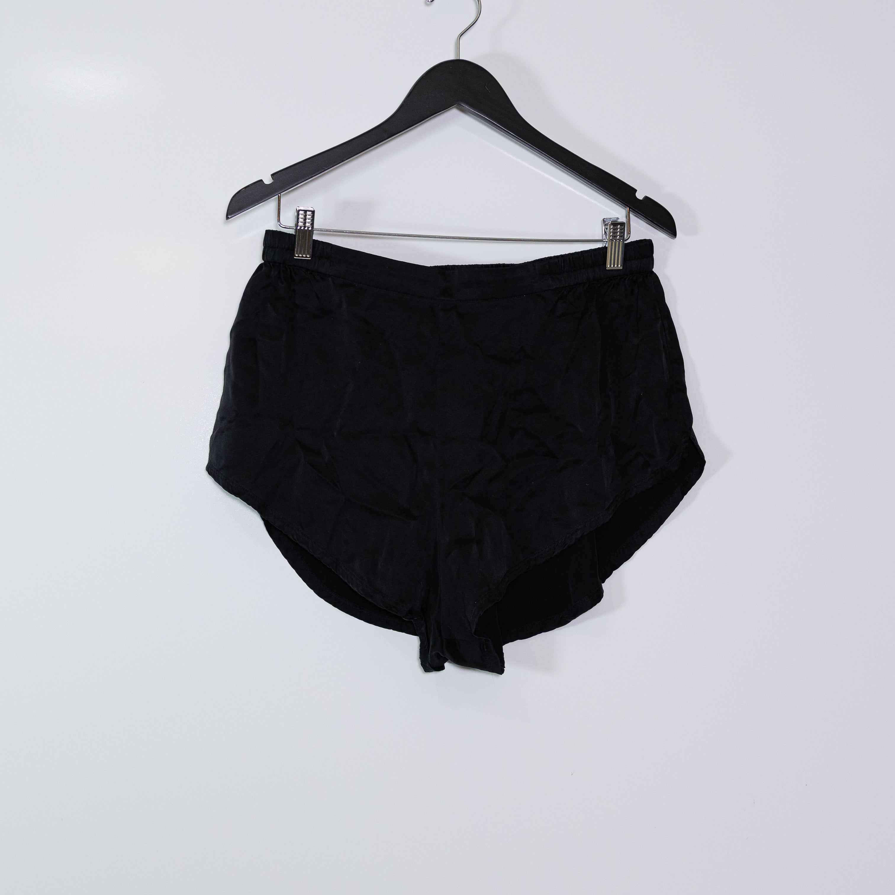 Lunya Washable Silk Pull On Lounge Pajama Sleep Mini Shorts Black Large
