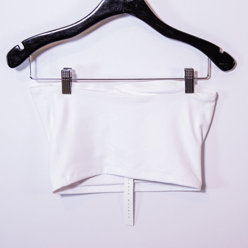 NEW Susana Monaco Strapless Crop Top Stretch Solid White Small