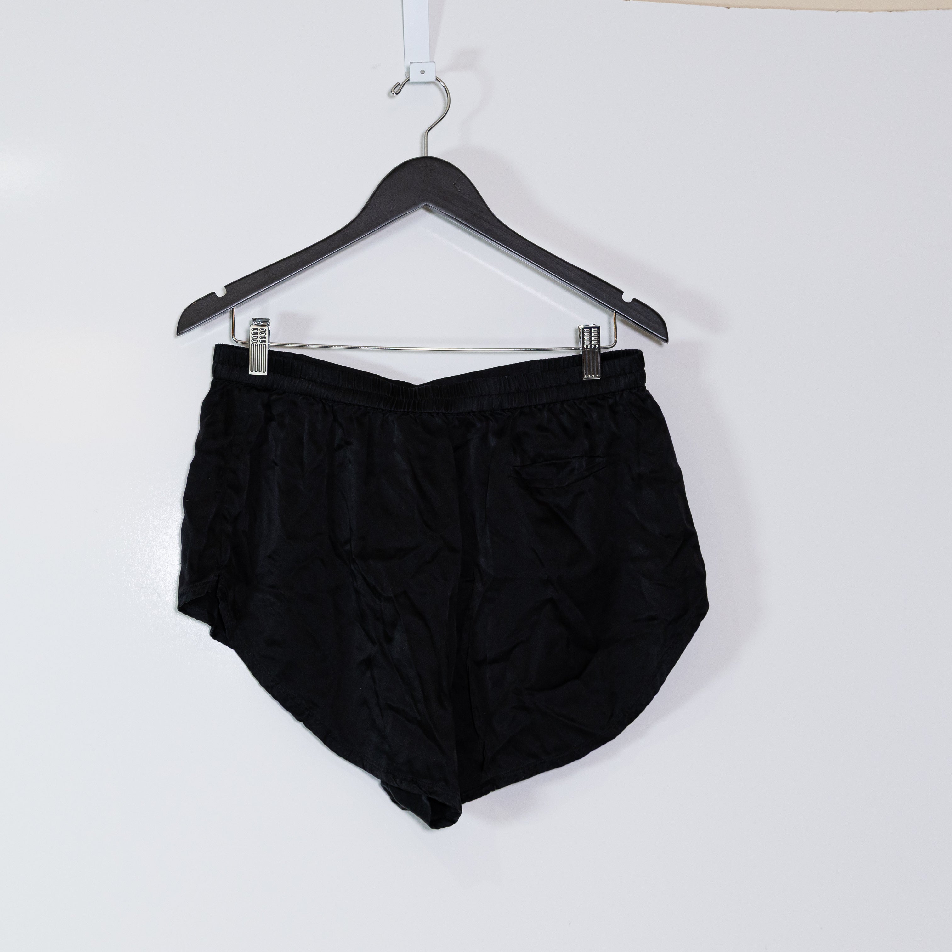 Lunya Washable Silk Pull On Lounge Pajama Sleep Mini Shorts Black Large