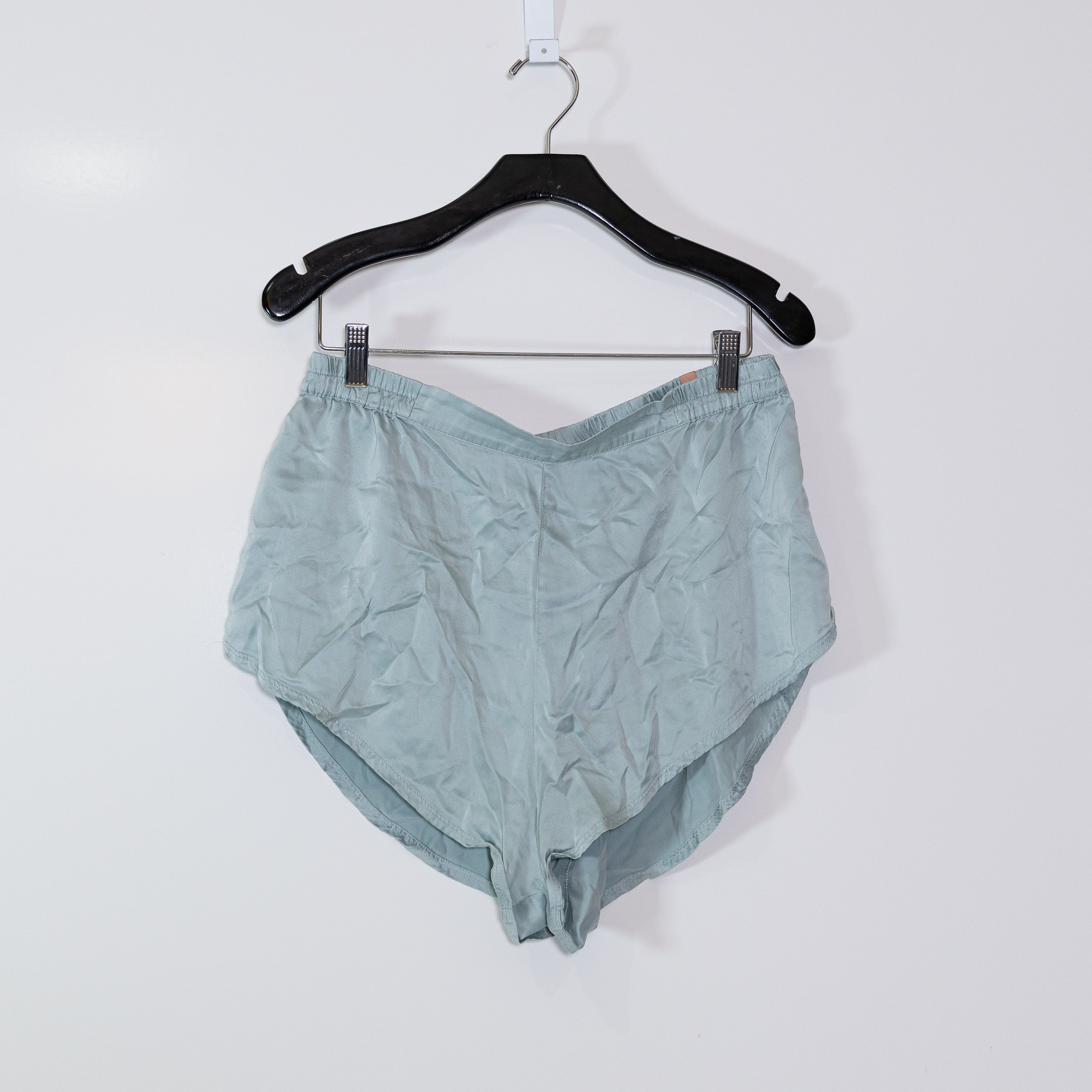 Lunya Washable Silk Pull On Lounge Pajama Sleep Mini Shorts Blue Large
