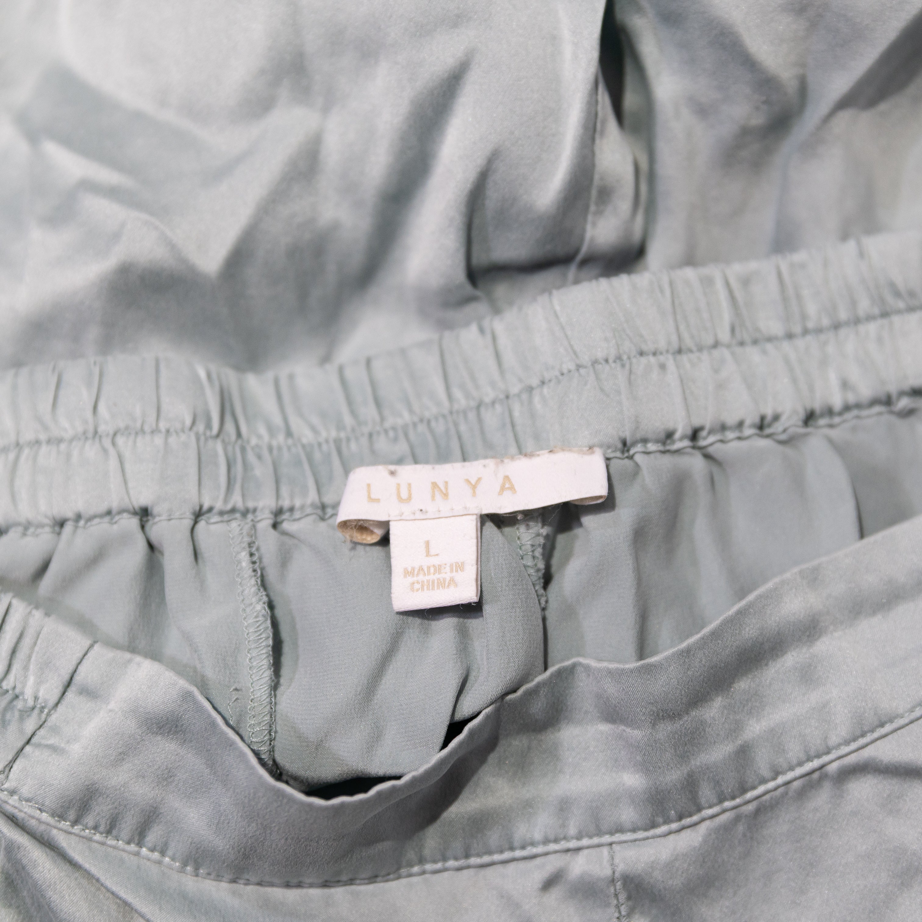 Lunya Washable Silk Pull On Lounge Pajama Sleep Mini Shorts Blue Large