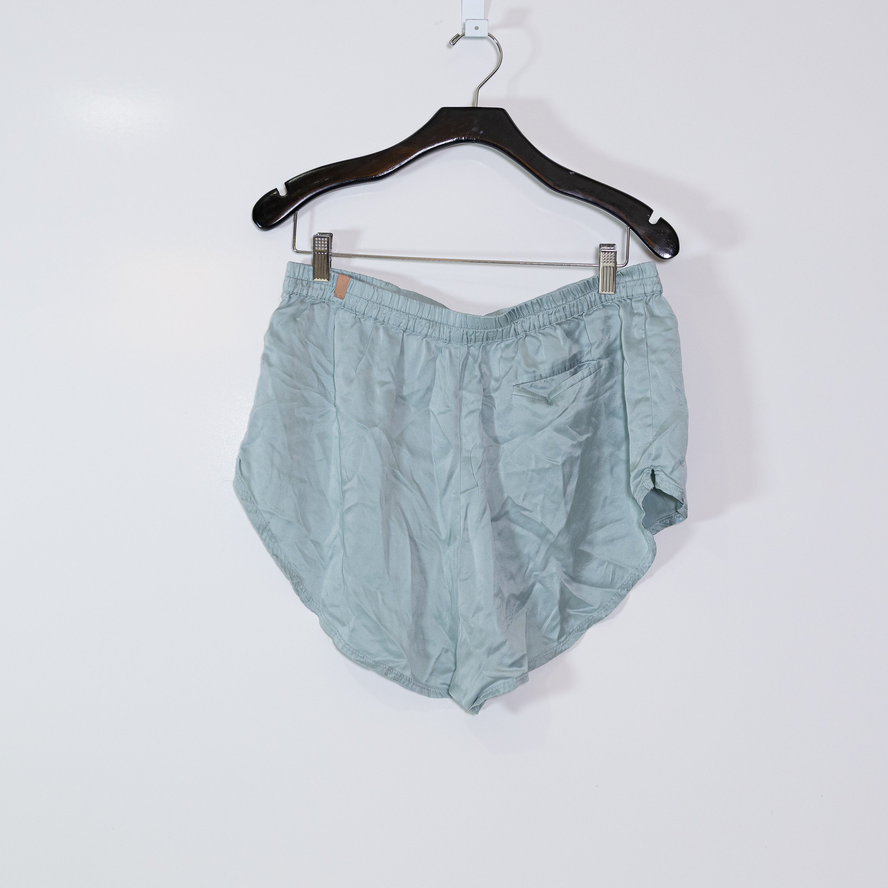 Lunya Washable Silk Pull On Lounge Pajama Sleep Mini Shorts Blue Large