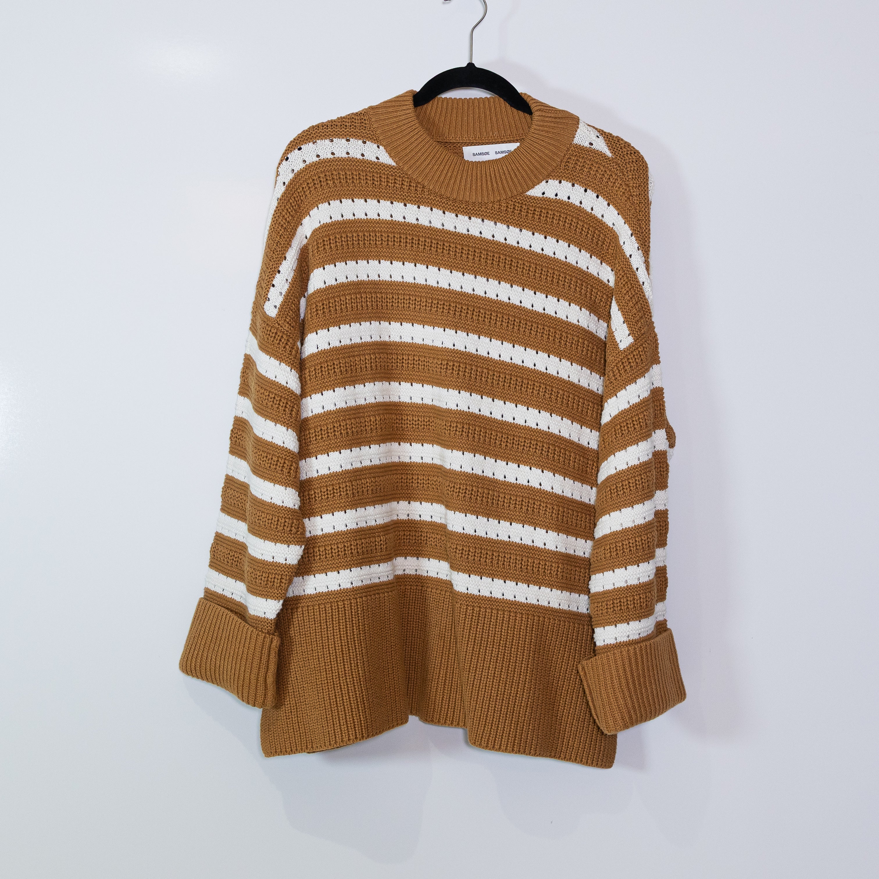 Samsoe Samsoe Raili Organic Cotton Wool Crew Neck Pullover Sweater Brown Sugar S