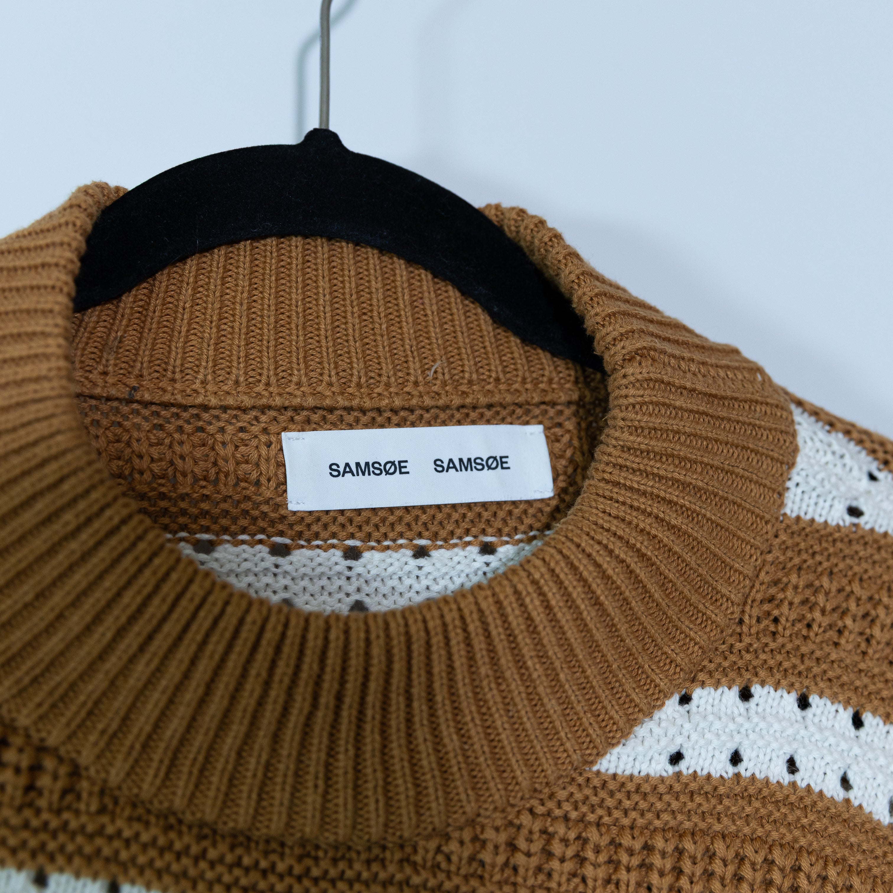 Samsoe Samsoe Raili Organic Cotton Wool Crew Neck Pullover Sweater Brown Sugar S