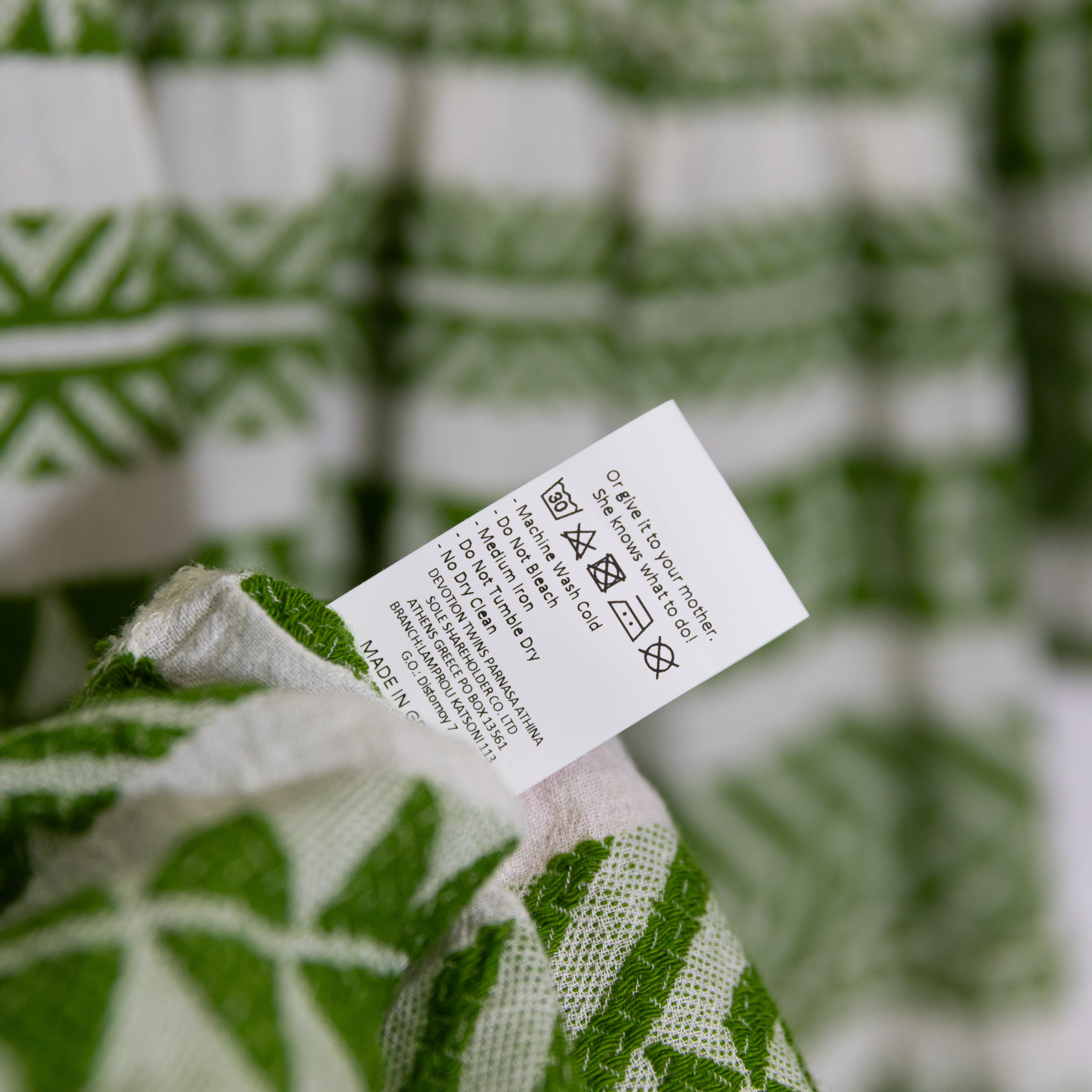 Devotion Twins Ella Cotton Blend V Neck Tiered Pullover Mini Dress Green White S
