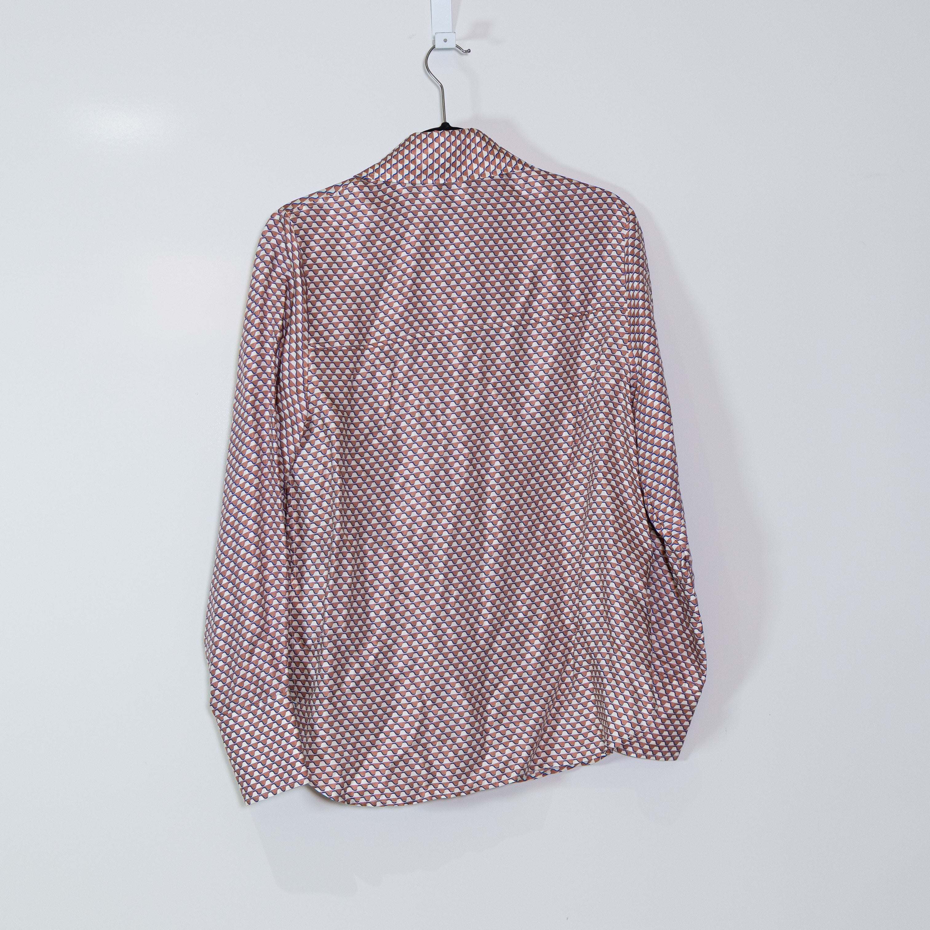 NEW COS Women's Geometric Print Pattern Satin Collared Button Down Blouse Shirt