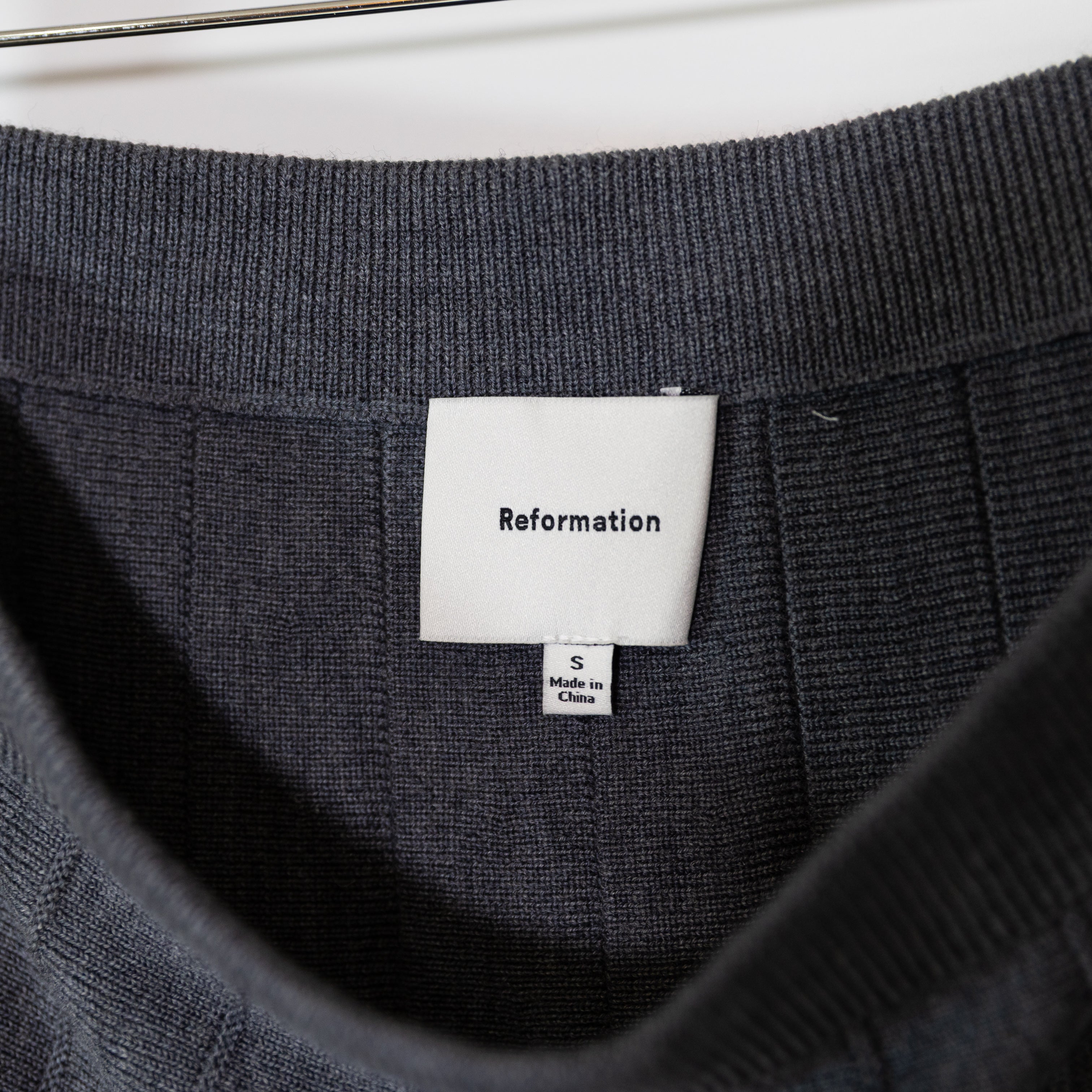 Reformation Mina Regenerative Merino Wool Pleated School Girl Skirt Gray Small