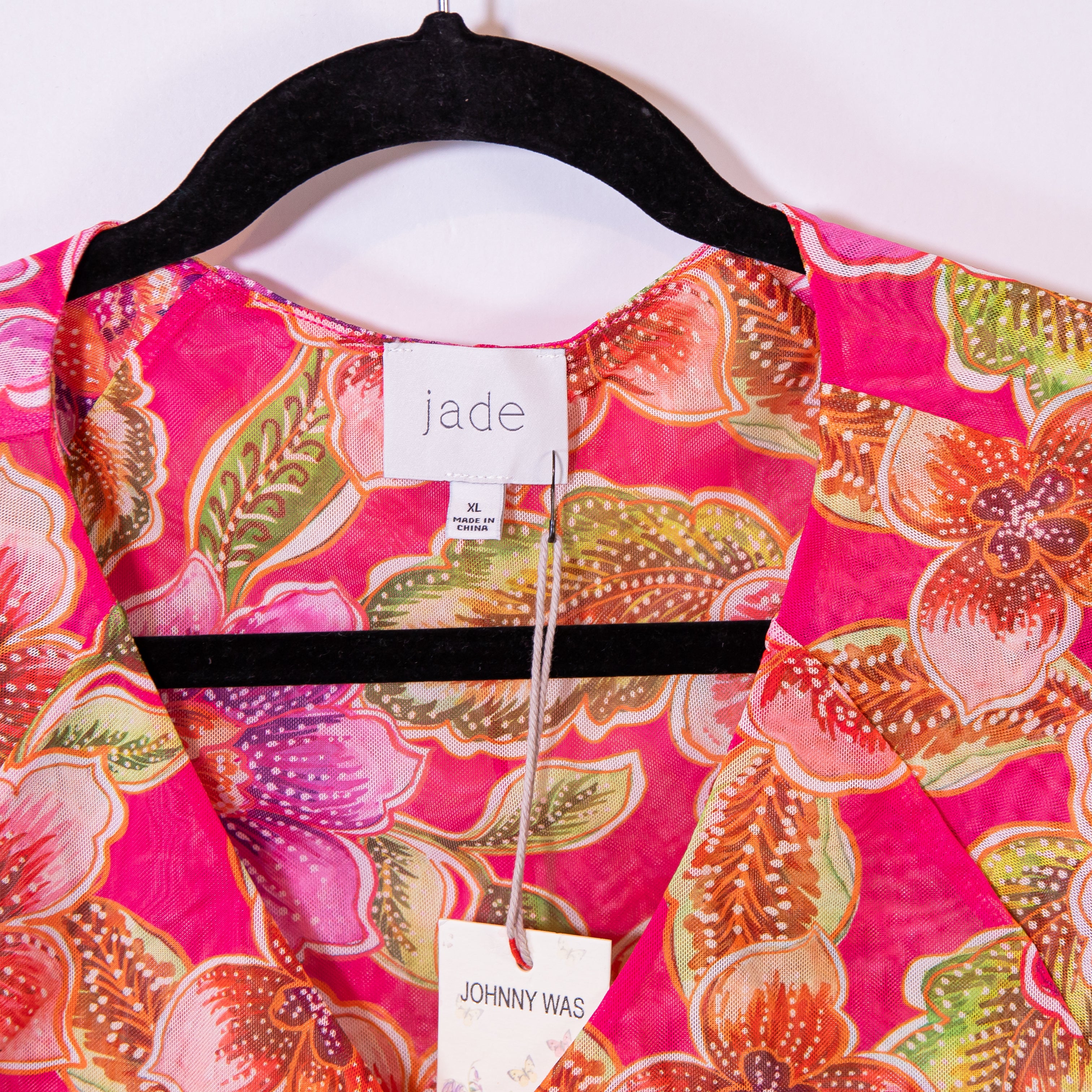 NEW Johnny Was Jade Corbetta Relaxed Smocked Ruched Multi Color Blouse Shirt L