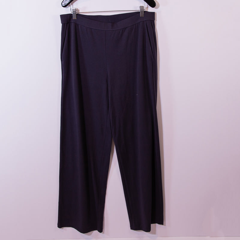 NEW Eileen Fisher Organic Pima Cotton Stretch Jersey Wide-Leg Pant Nocturne Blue