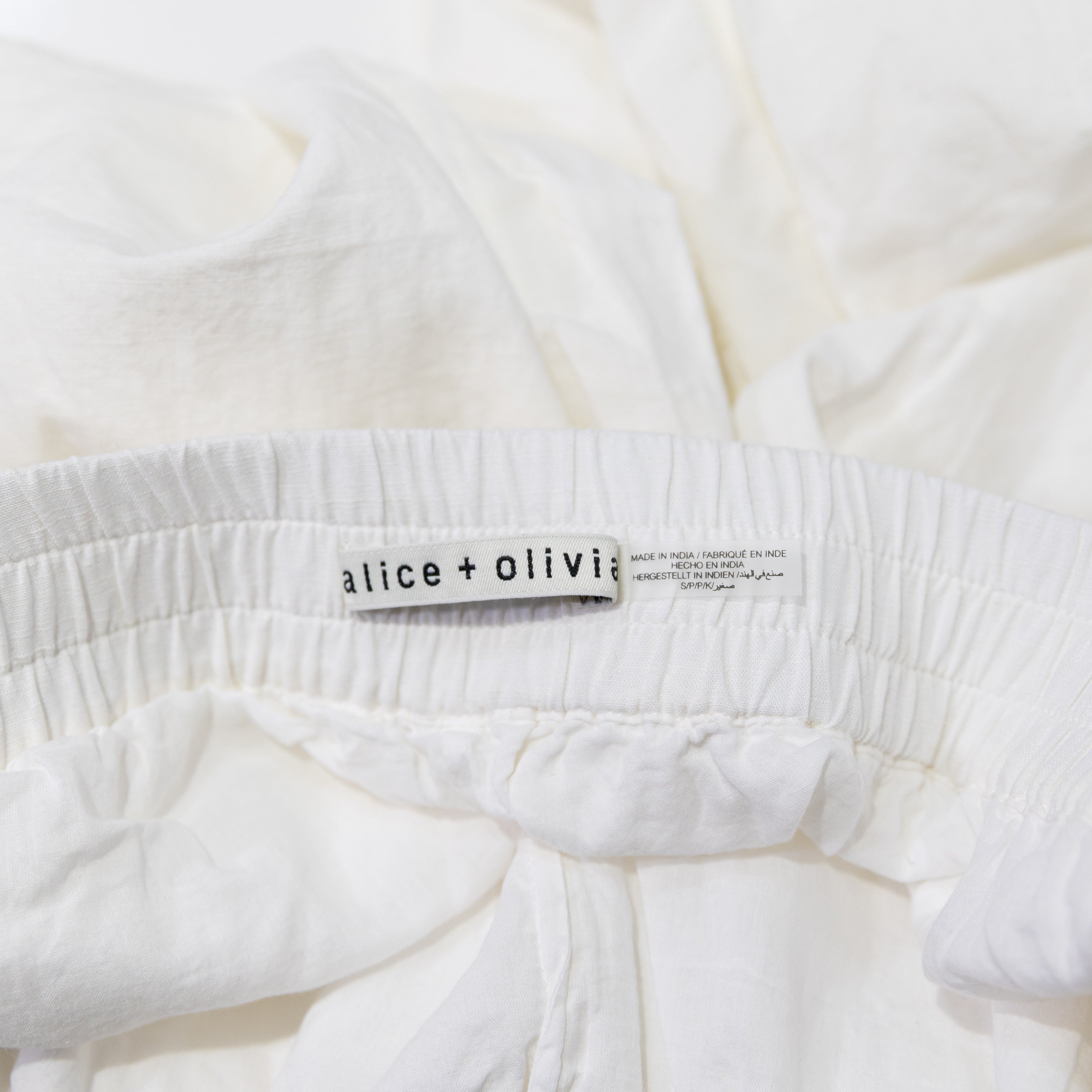 Alice + Olivia Tanya Cotton Linen Straight Leg Embroidered Eyelet Trousers Pants