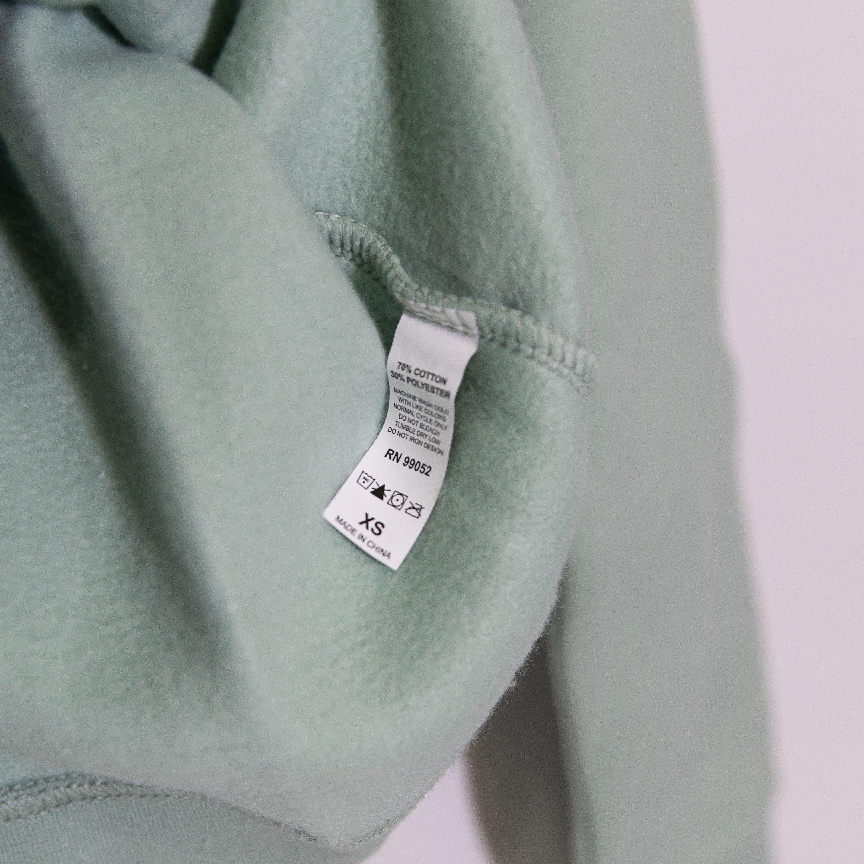Glossier Cotton Fleece Lined Crew Neck Pullover Sweater Sage Green XS
