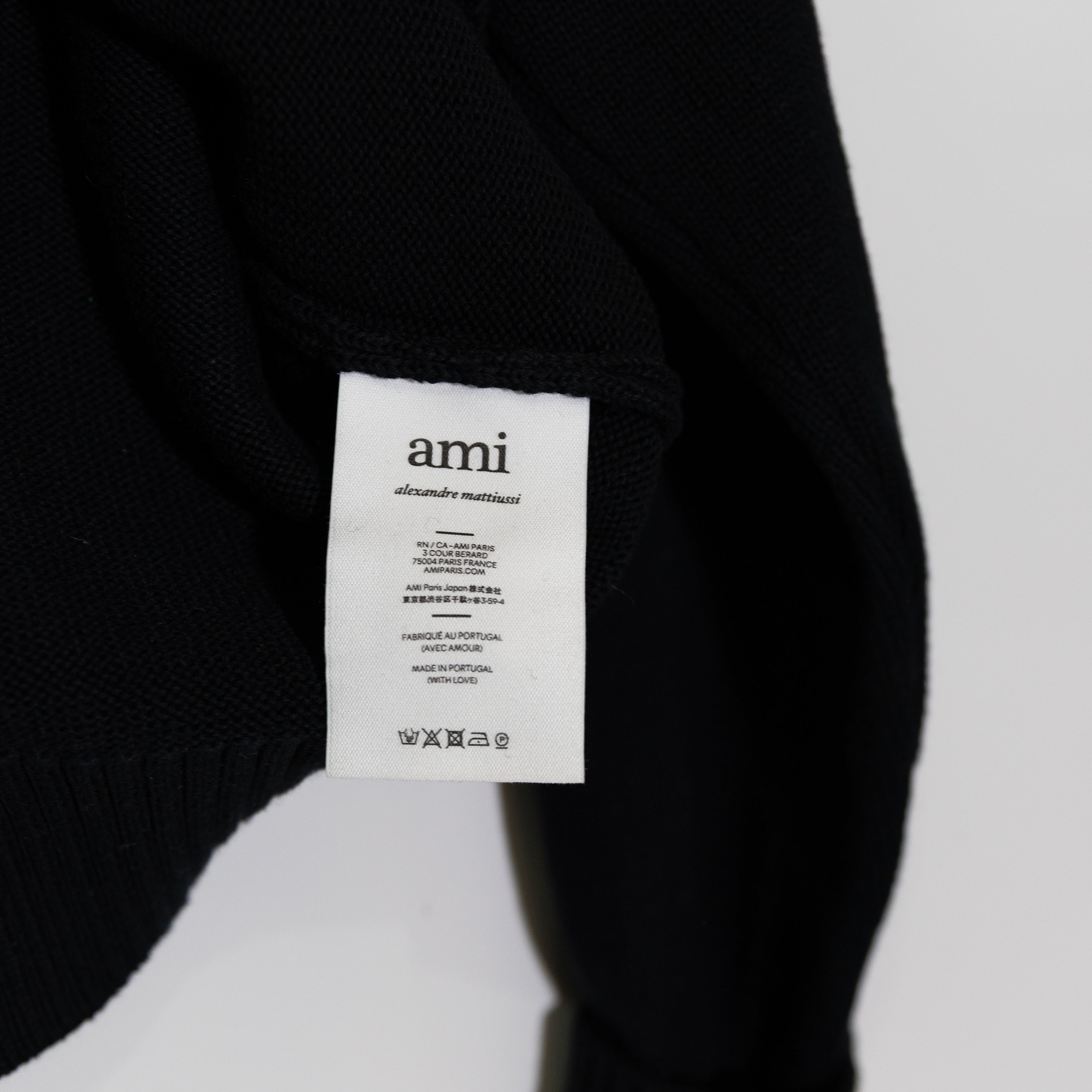 Ami De Coeur Permanent Collection Cotton Wool Knit Heart Cardigan Sweater Black