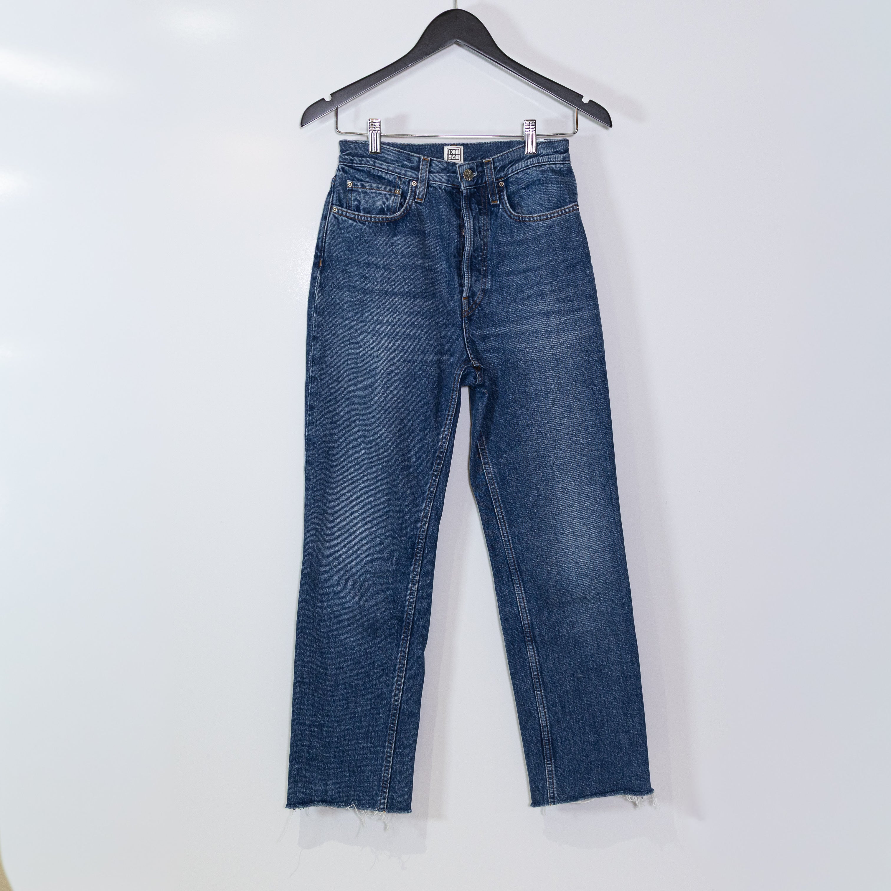 Toteme Women's Classic Cut Mid Rise Organic Cotton Straight Leg Denim Jeans 25