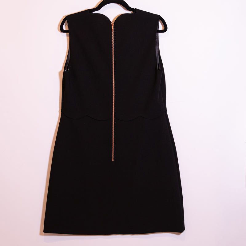 NEW Ted Baker Rubeyed Scallop Edge Sleeveless Mini Pullover Dress Black