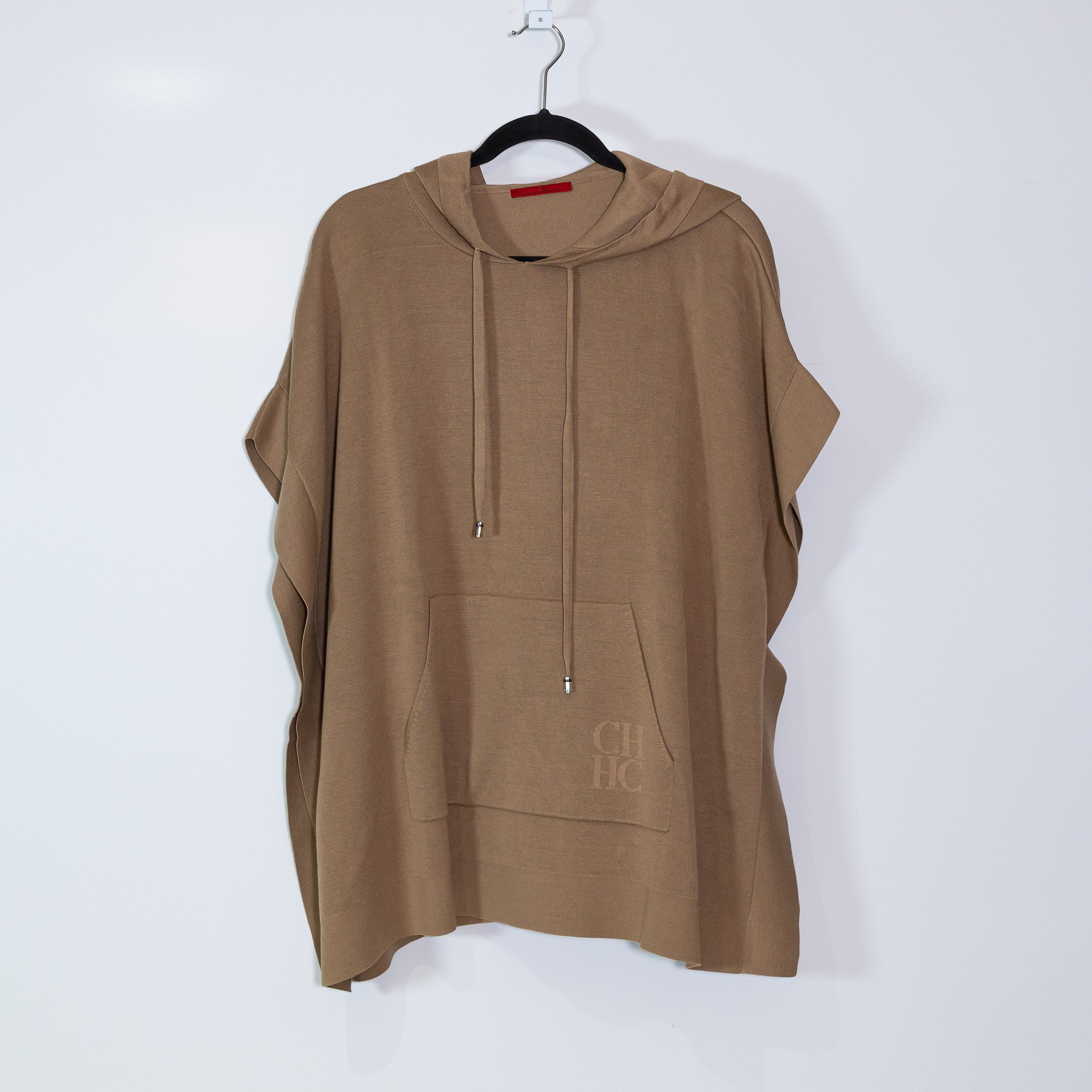 CH Carolina Herrera Cotton Silk Knit Stretch Oversized Pullover Hoodie Sweater S