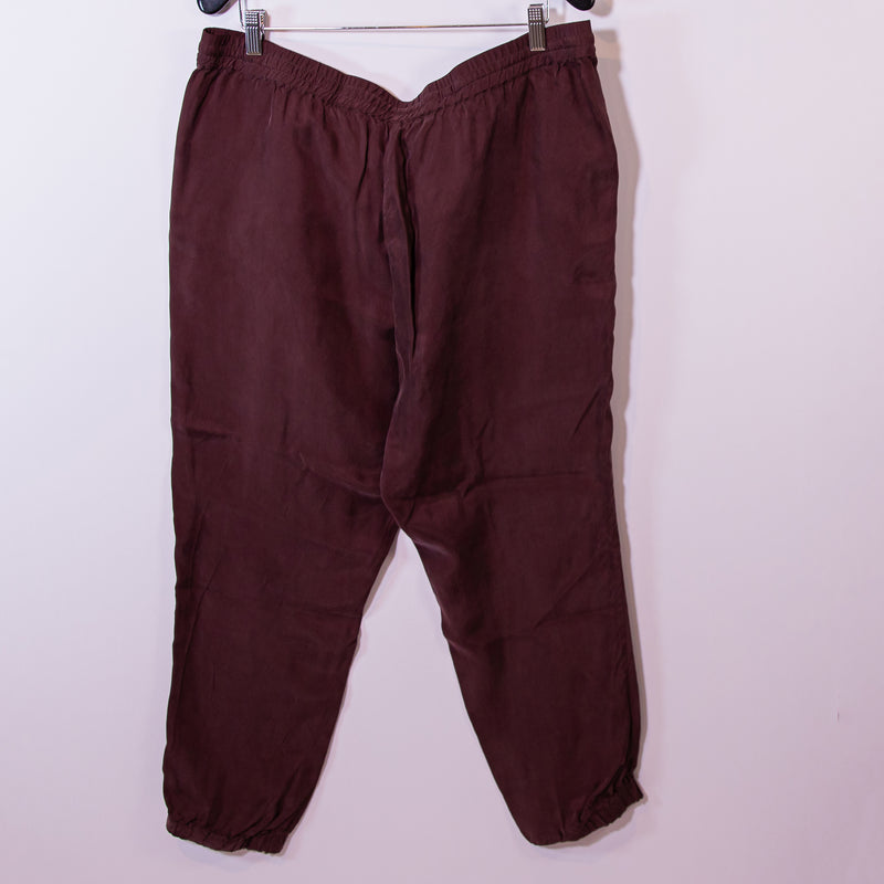 Johnny Was Olga Lightweight Knit Mid Rise Ankle Crop Jogger Pants Burgandy XL