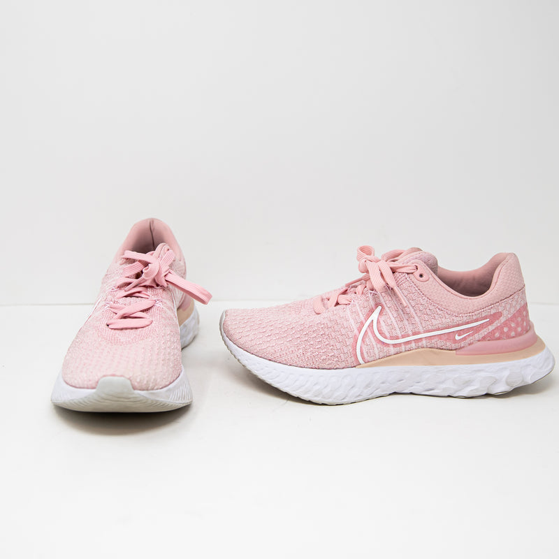 Nike Women's React Infinity Run FK 3 Low Top Lace Up Sneakers Shoes Pink Glaze