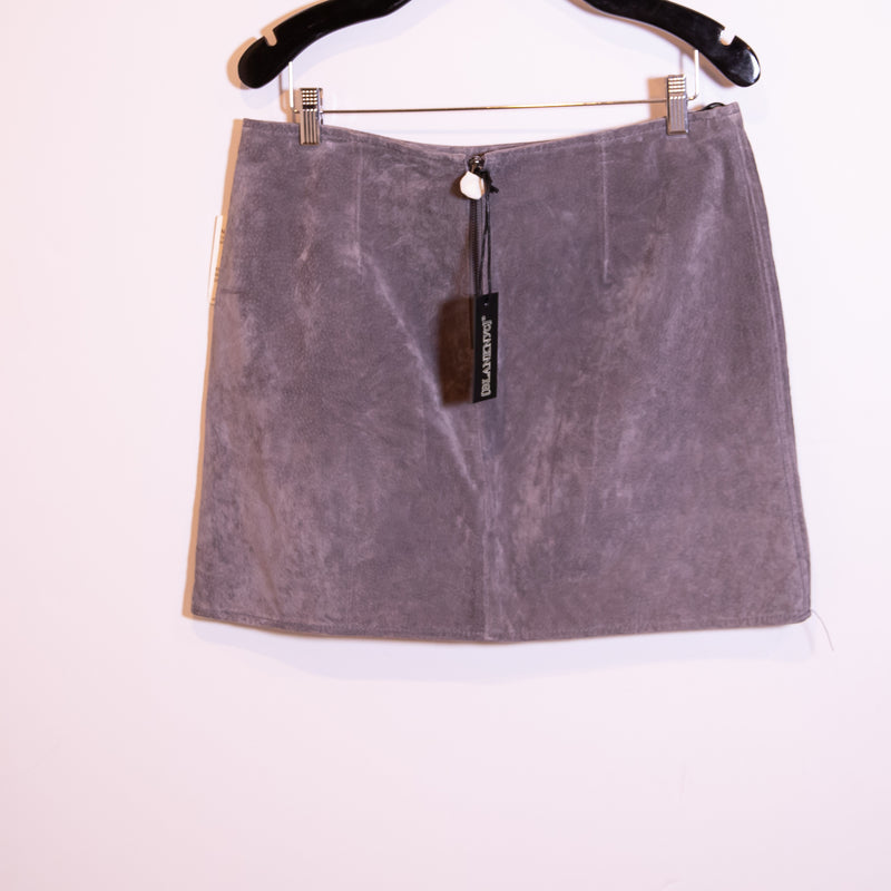 NEW BlankNYC Women's Suede Leather Postage Stamp Mini Skirt Silver Screen Gray&nbsp;