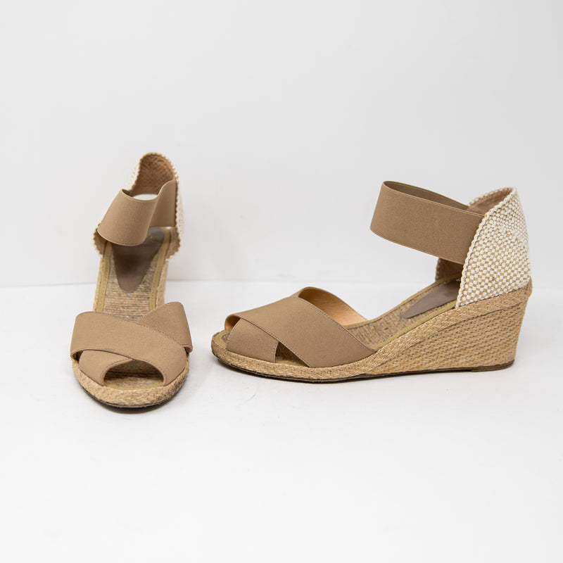 Andre Assous Erika Espadrille Open Toe Wedge Sandals Heels Shoes Neutral 9.5