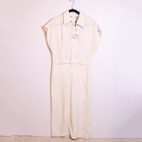 NEW Zara Limited Edition A/W Collection Collared Pullover Midi Shirt Dress Ivory