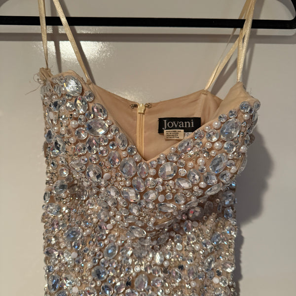 Jovani 4247 Crystal Jewel Diamond Rhinestone Pearl Pagent Homecoming Long Dress