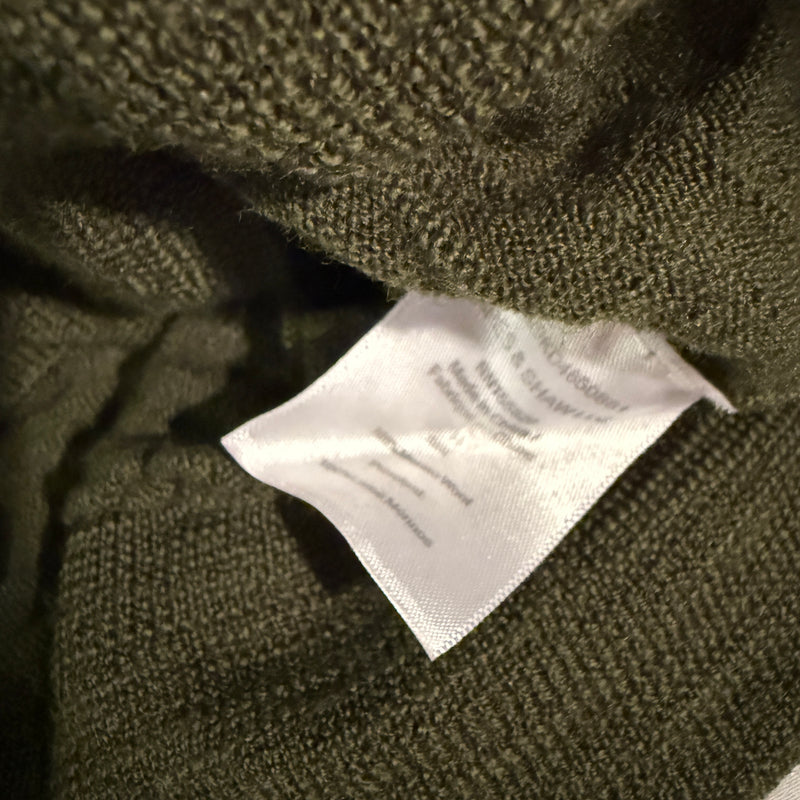 Veronica Beard Grayden Wool Knit Stretch Button Shoulder Crew Neck Sweater Army