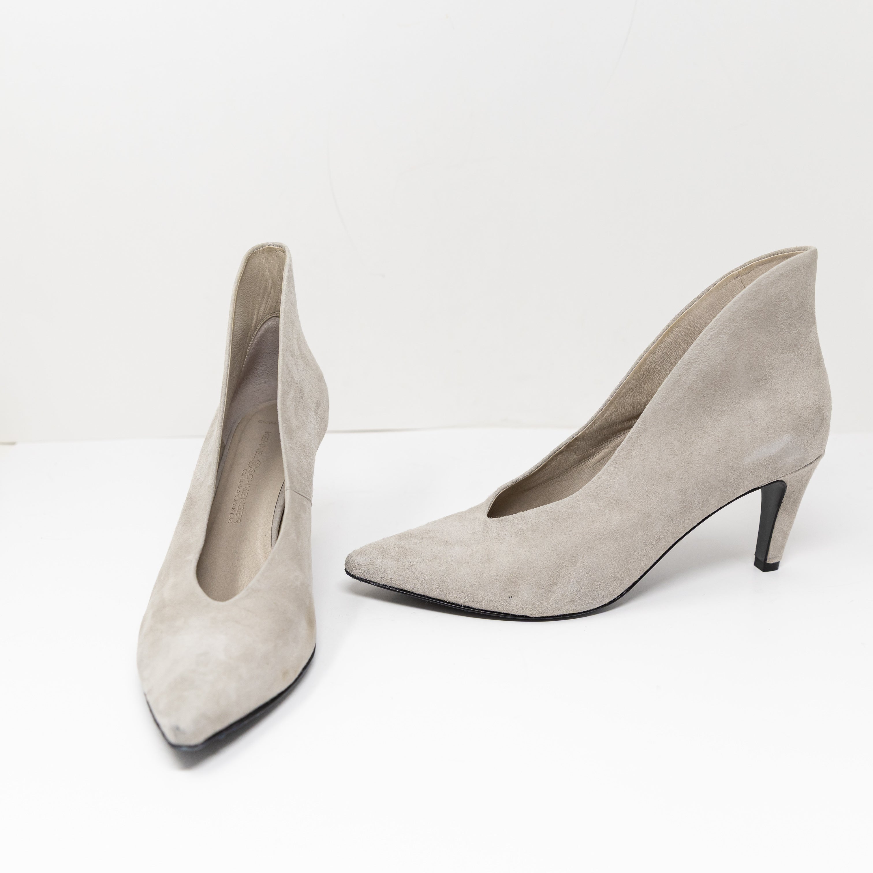 Kennel & Schmenger Miley Genuine Suede Pointed Toe Slip On Heels Shoes Ombra 9