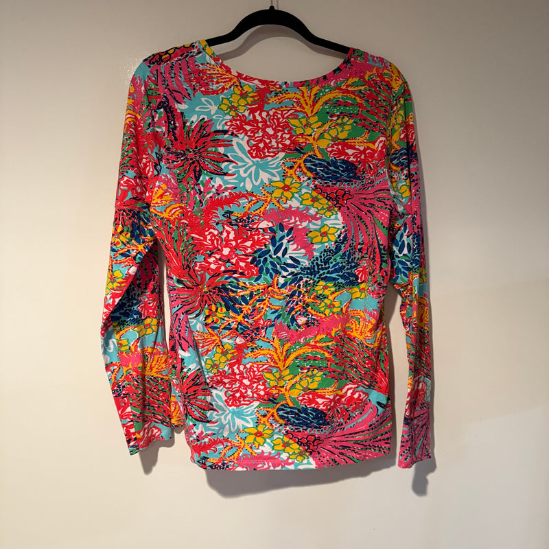 Lilly Pulitzer Fishing For Compliments Multi Color Print Pattern Long Sleeve Top