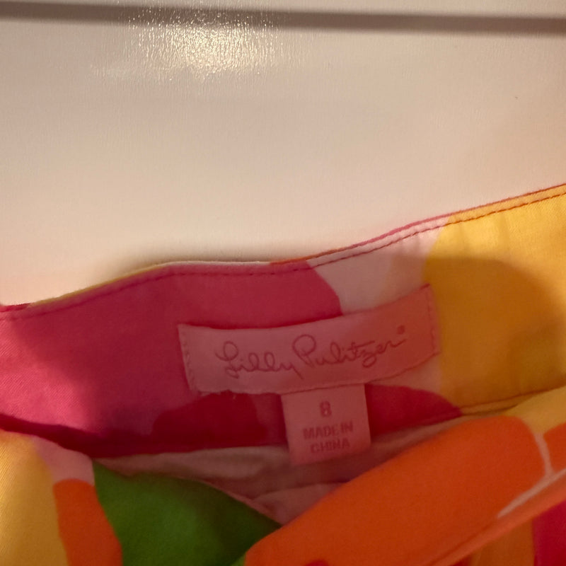 Lilly Pulitzer Cotton Lightweight Pink Orange Yellow Floral Flower Punch Skirt 8