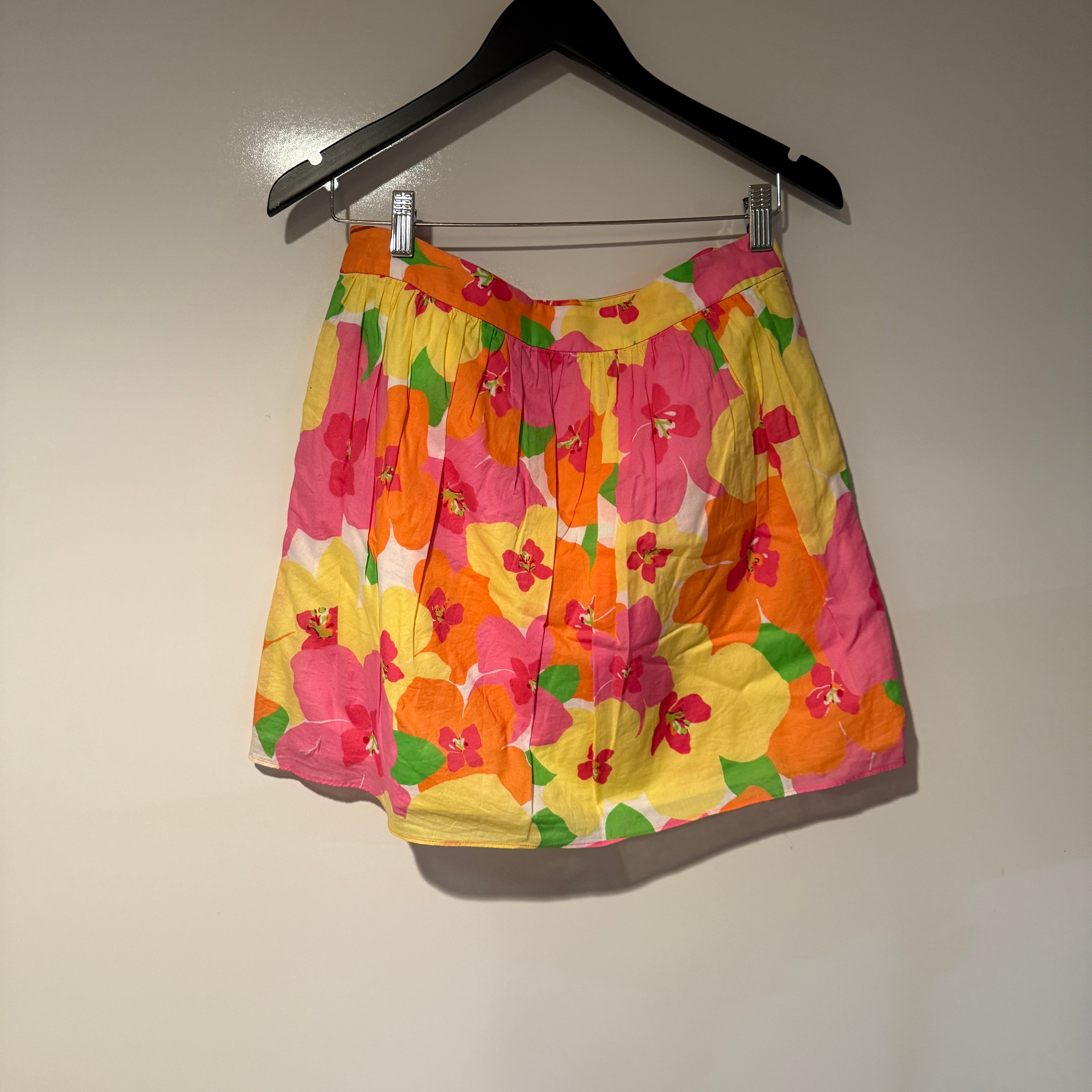 Lilly Pulitzer Cotton Lightweight Pink Orange Yellow Floral Flower Punch Skirt 8