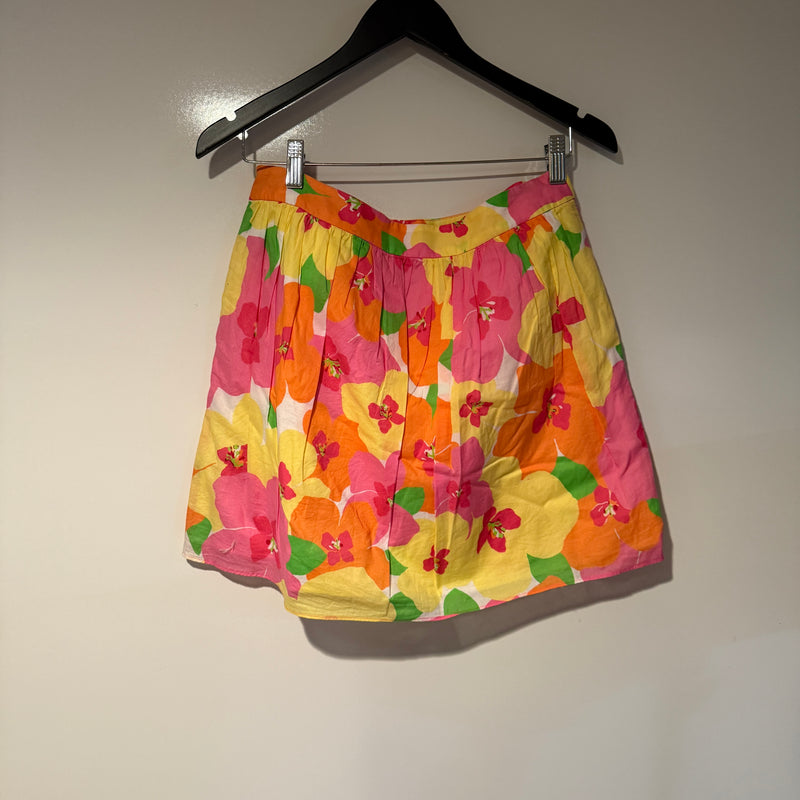 Lilly Pulitzer Cotton Lightweight Pink Orange Yellow Floral Flower Punch Skirt 8