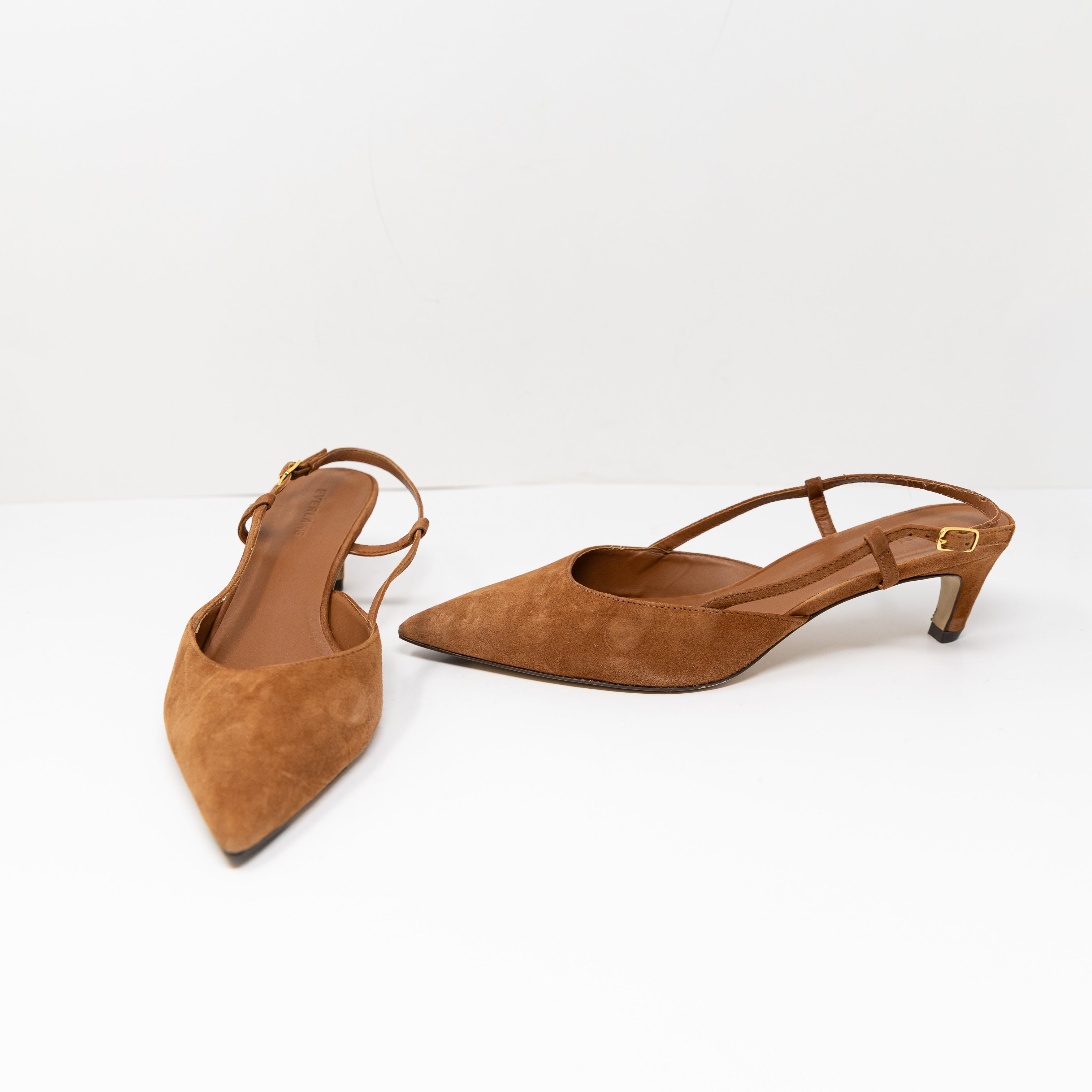 Everlane The Studio Genuine Suede Leather Slingback Pointed Toe Pumps Shoes 9.5